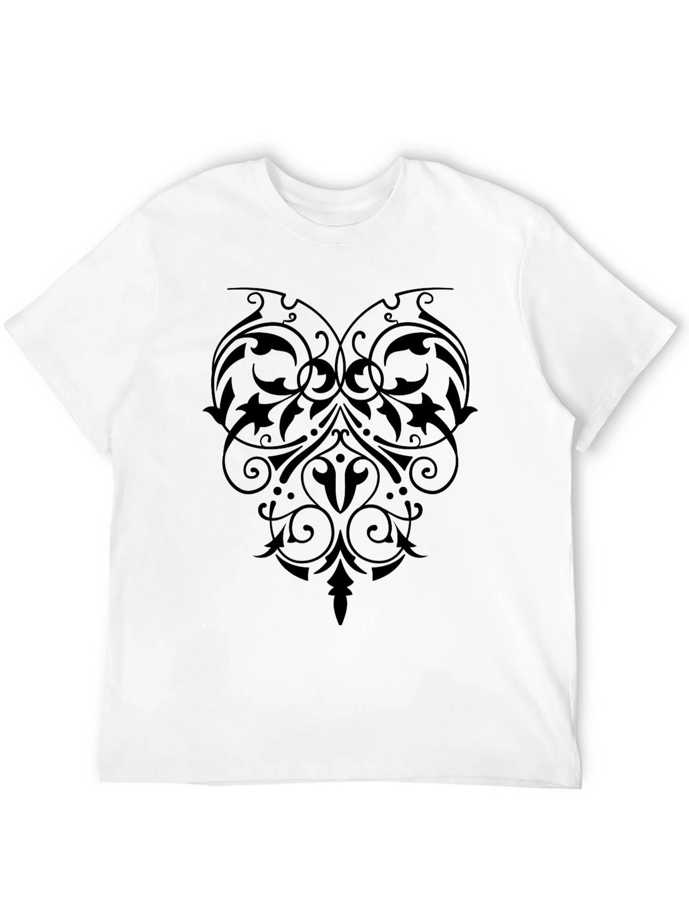 Elegant Black Floral Heart Graphic Tee