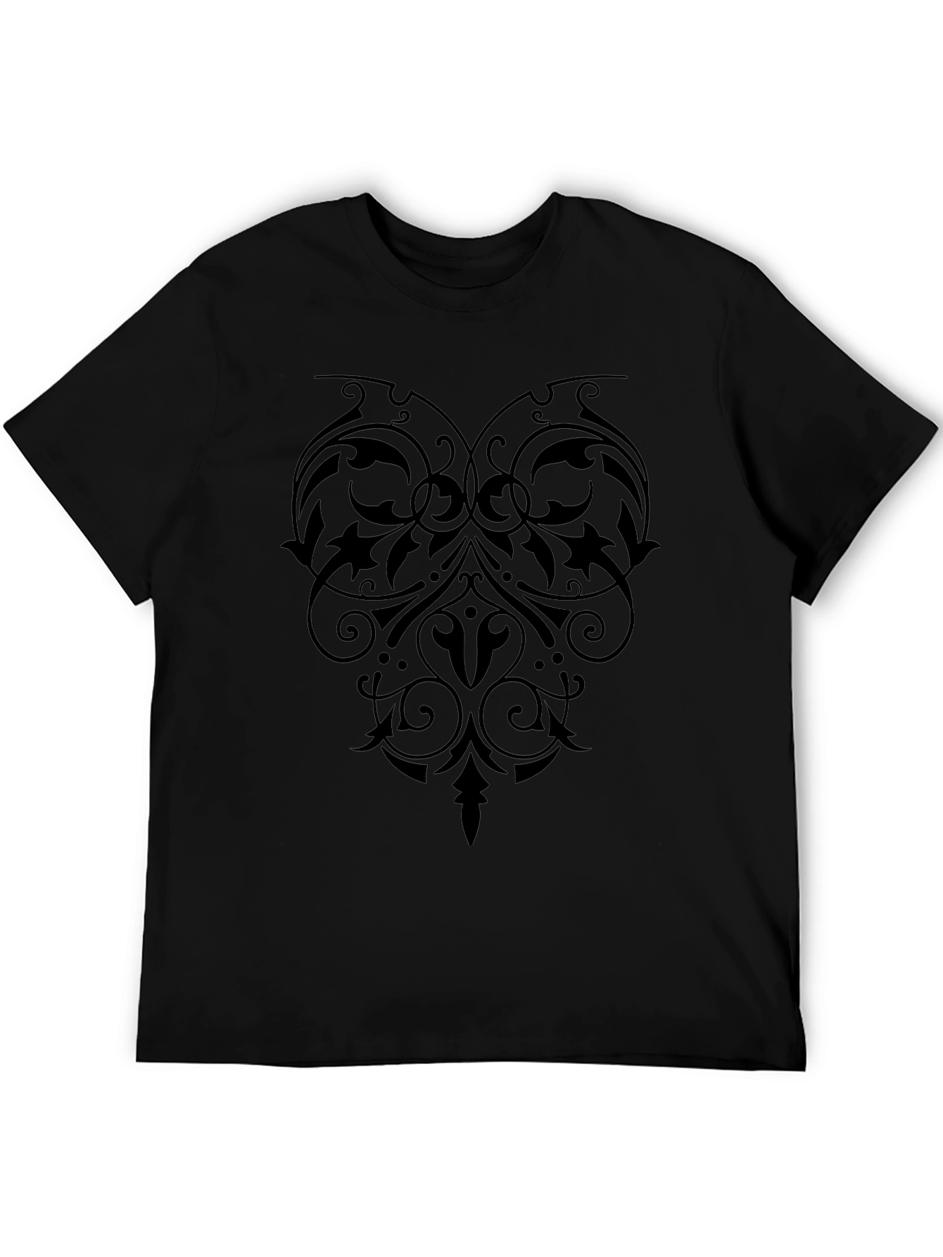 Elegant Black Floral Heart Graphic Tee