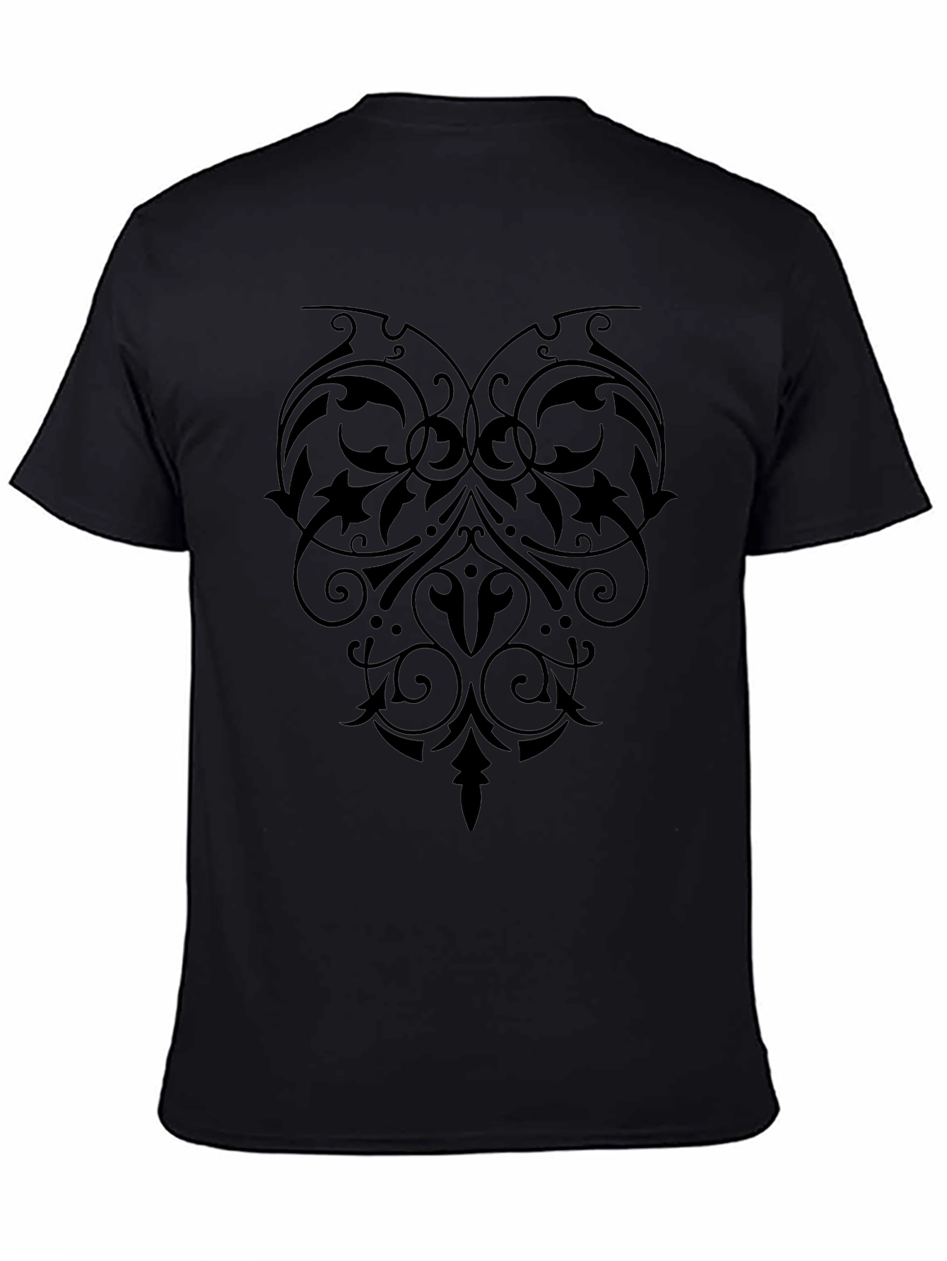 Elegant Black Floral Heart Graphic Tee