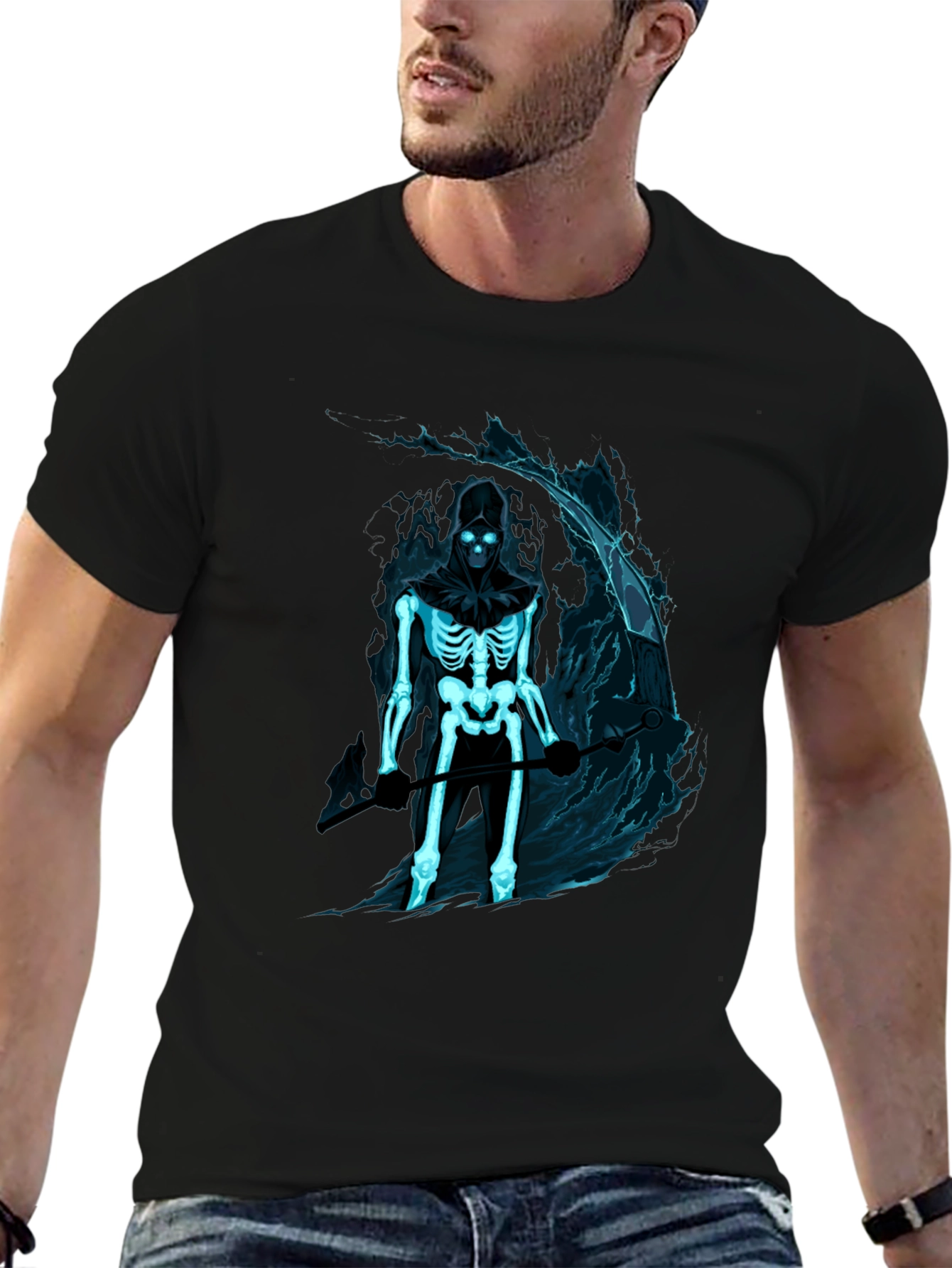 Grim Reaper Skeleton Black Graphic Tee