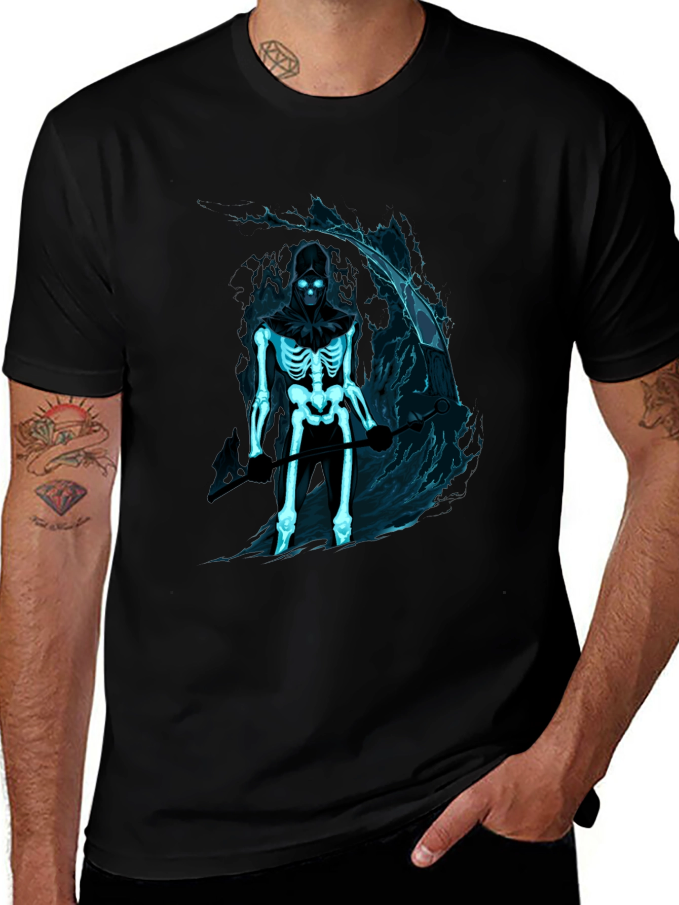 Grim Reaper Skeleton Black Graphic Tee