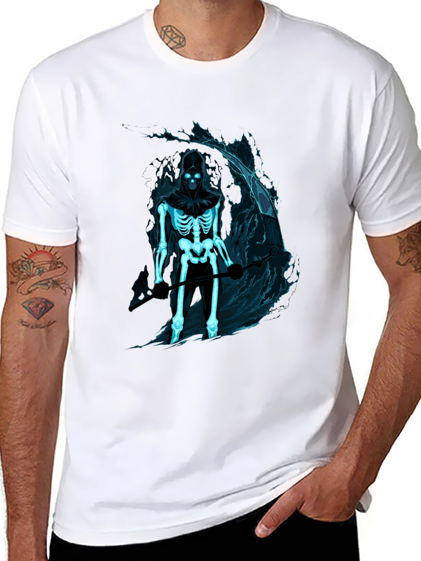 Grim Reaper Skeleton Black Graphic Tee