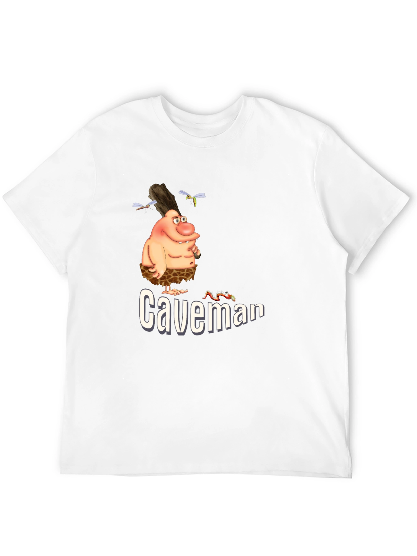 Caveman Cartoon Graphic Tee - Black T-Shirt