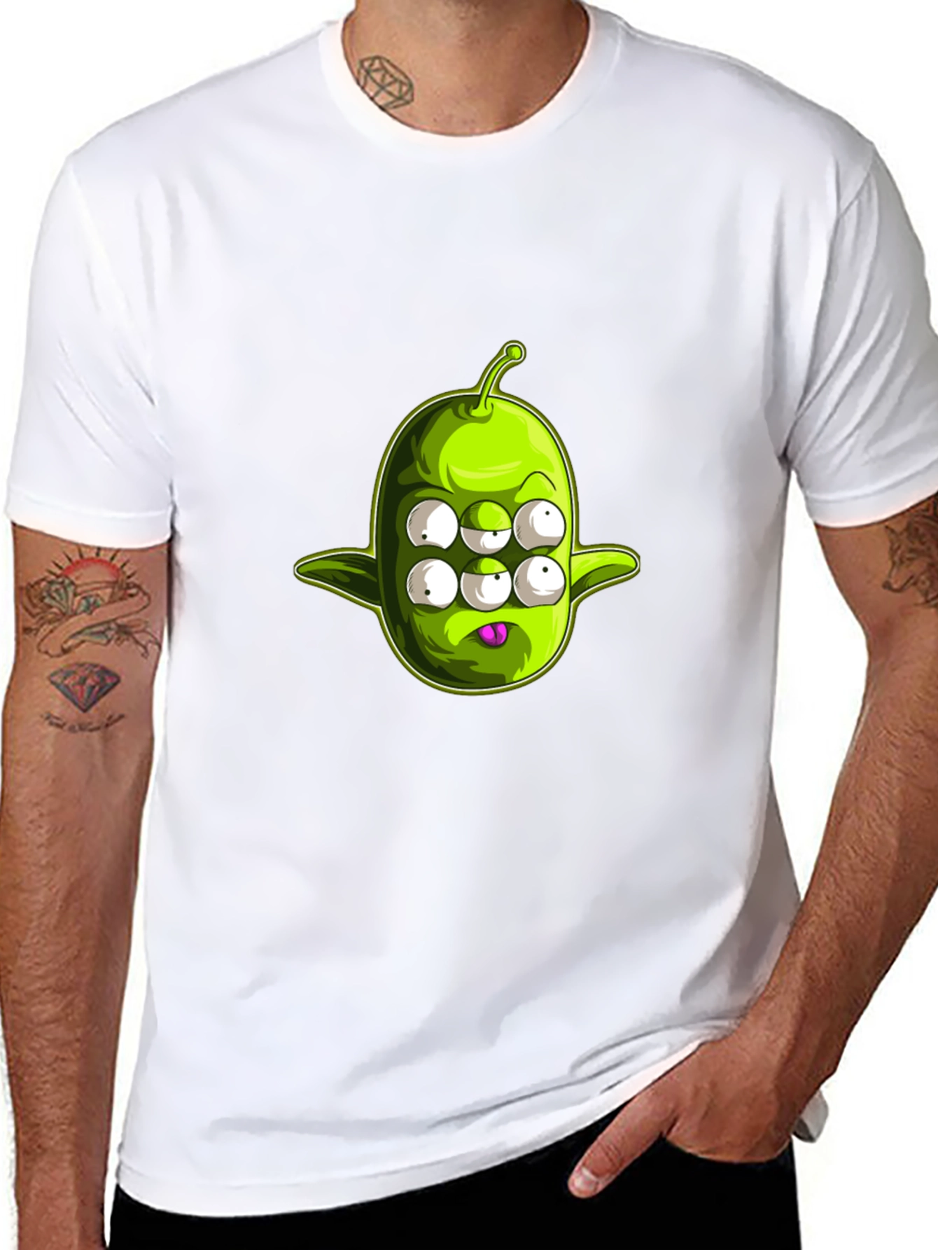 Six-Eyed Alien Graphic T-Shirt - Black