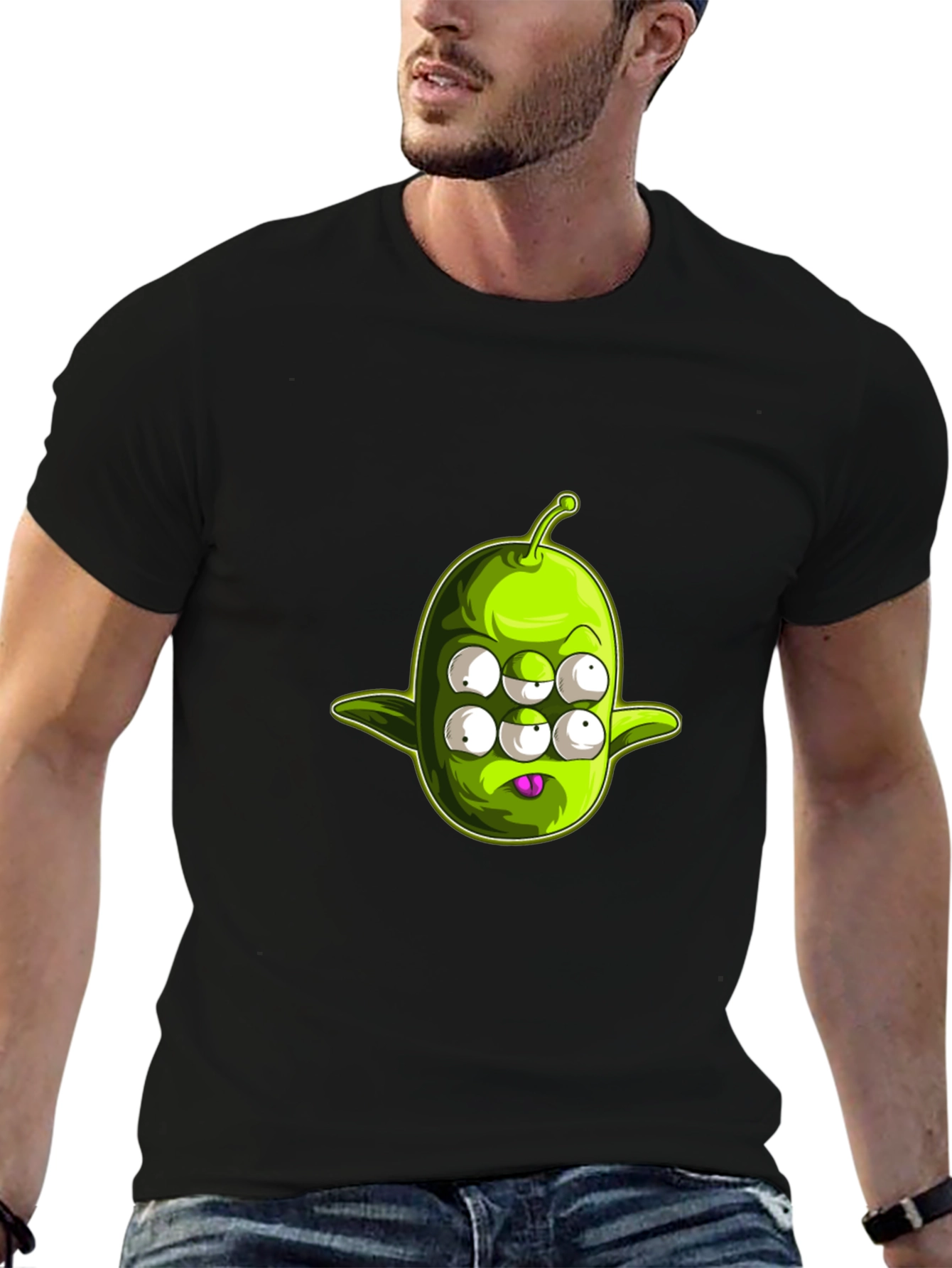 Six-Eyed Alien Graphic T-Shirt - Black