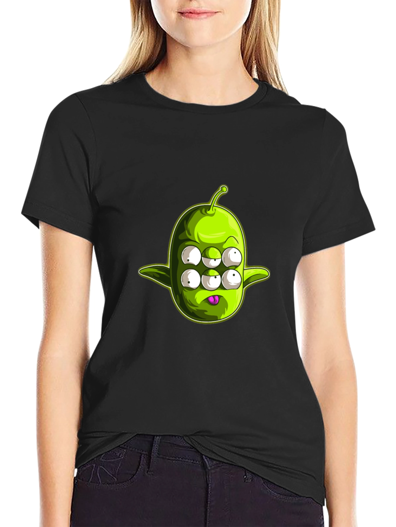 Six-Eyed Alien Graphic T-Shirt - Black