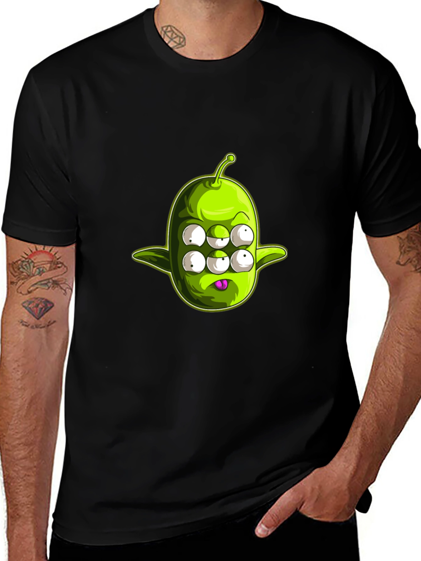 Six-Eyed Alien Graphic T-Shirt - Black