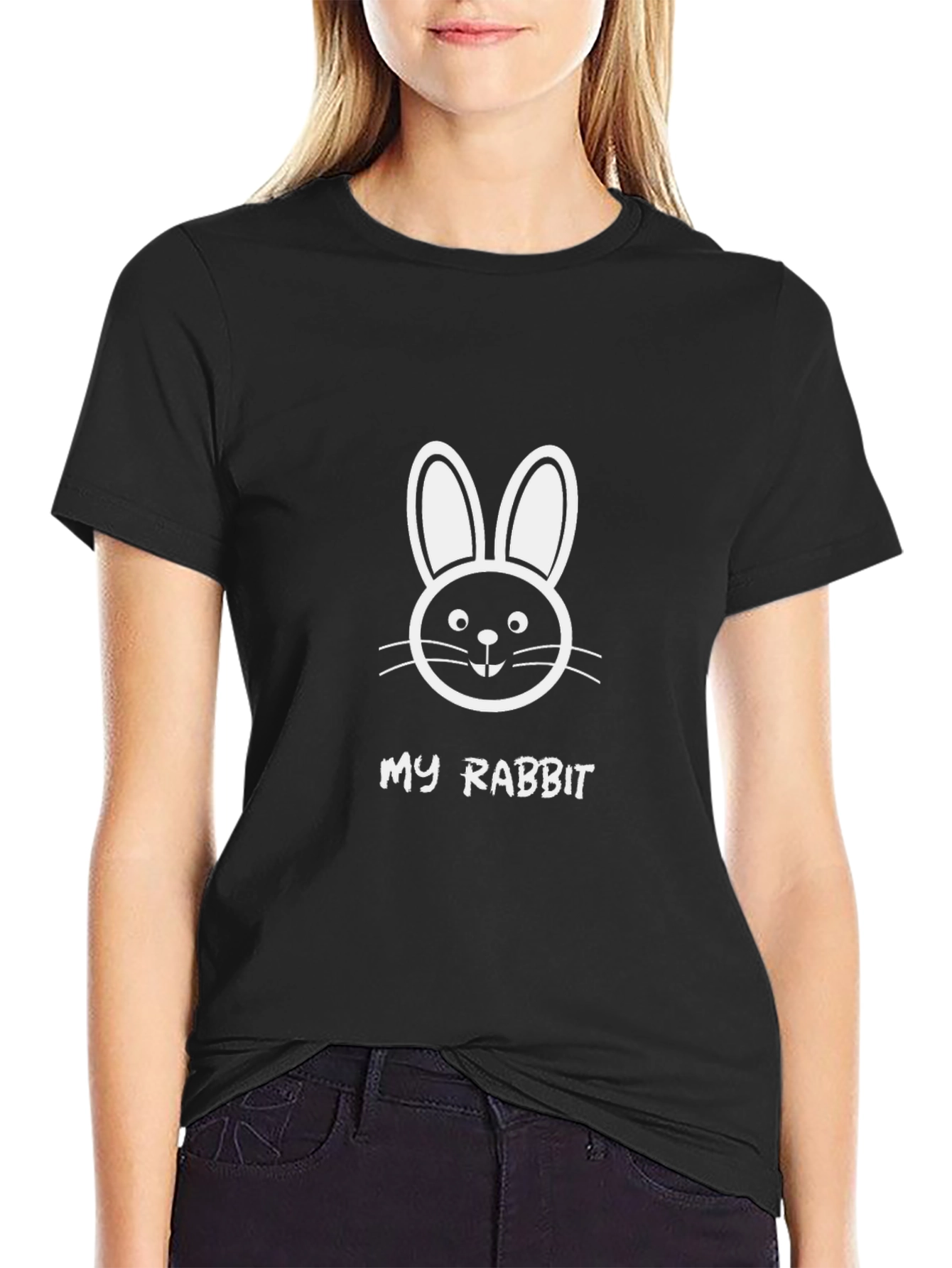 My Rabbit Graphic T-Shirt - Black Crew Neck