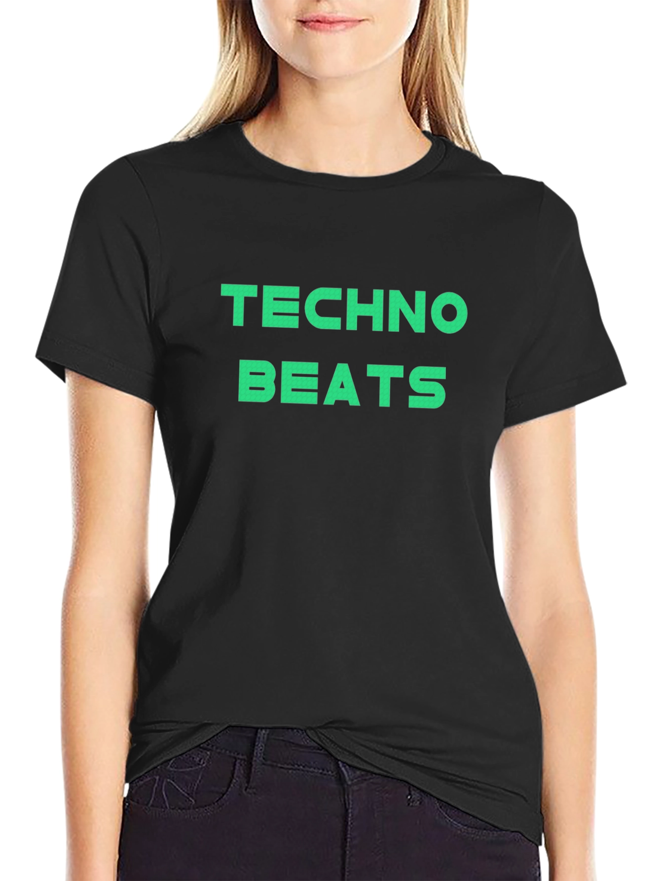 Techno Beats Graphic Tee - Black Crew Neck