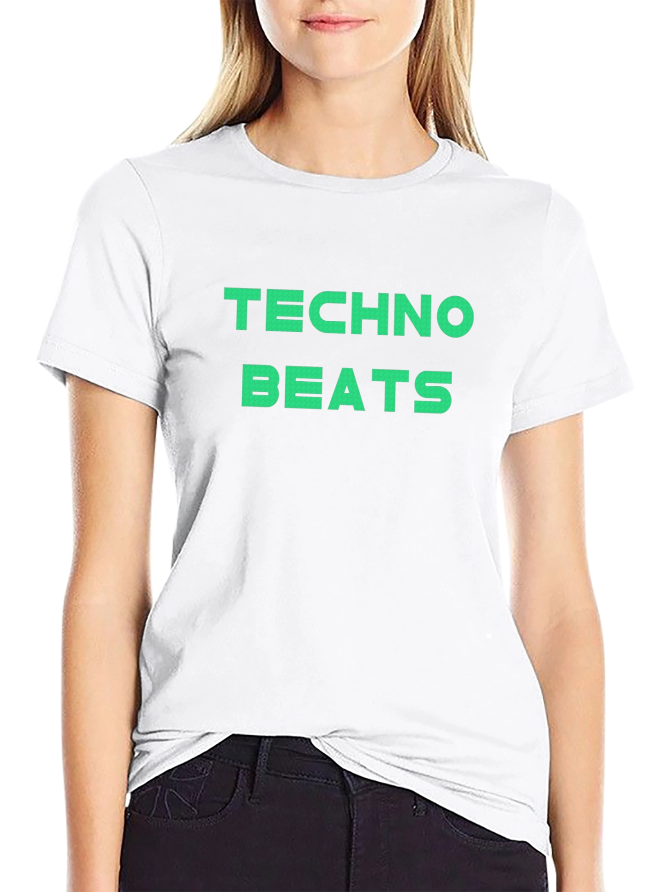 Techno Beats Graphic Tee - Black Crew Neck