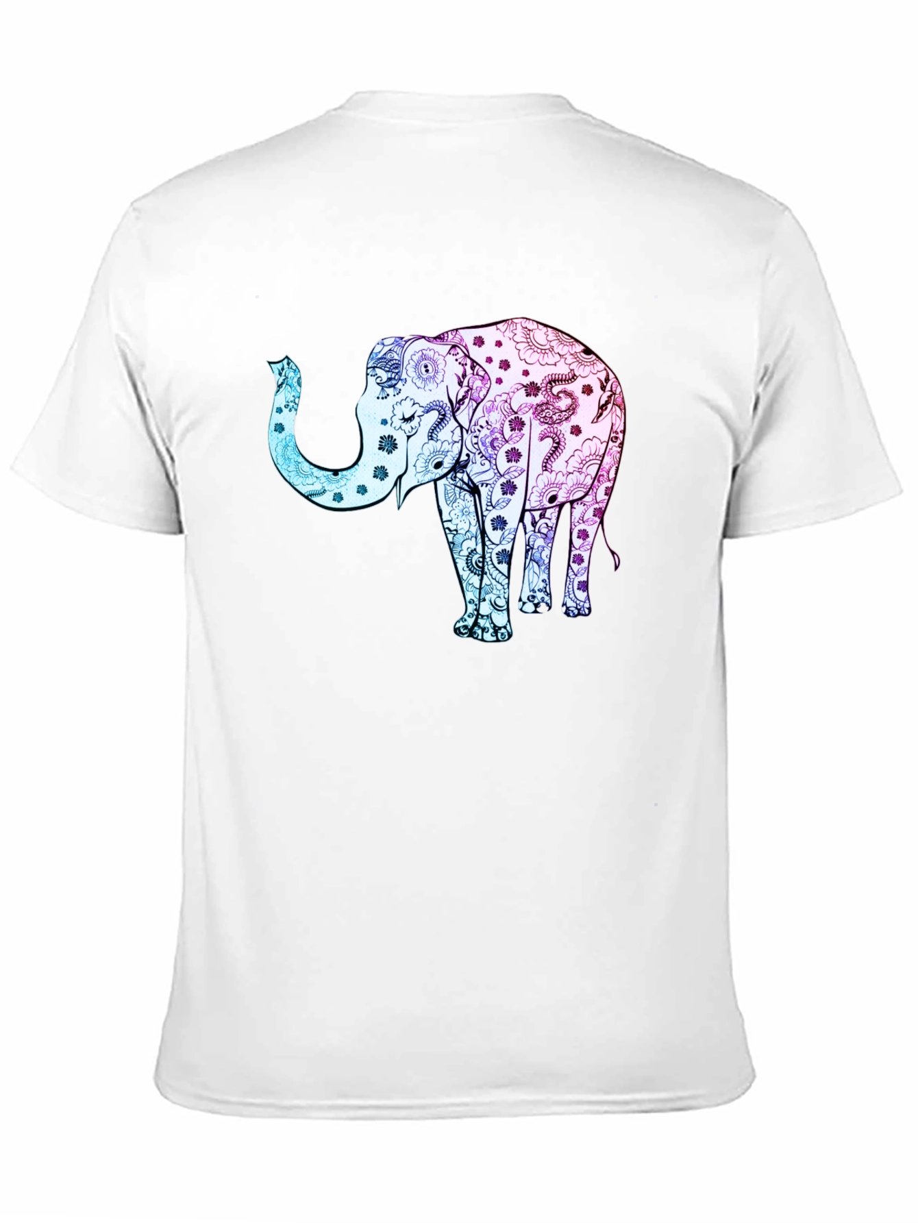 Elephant Floral Print Black Tee Shirt
