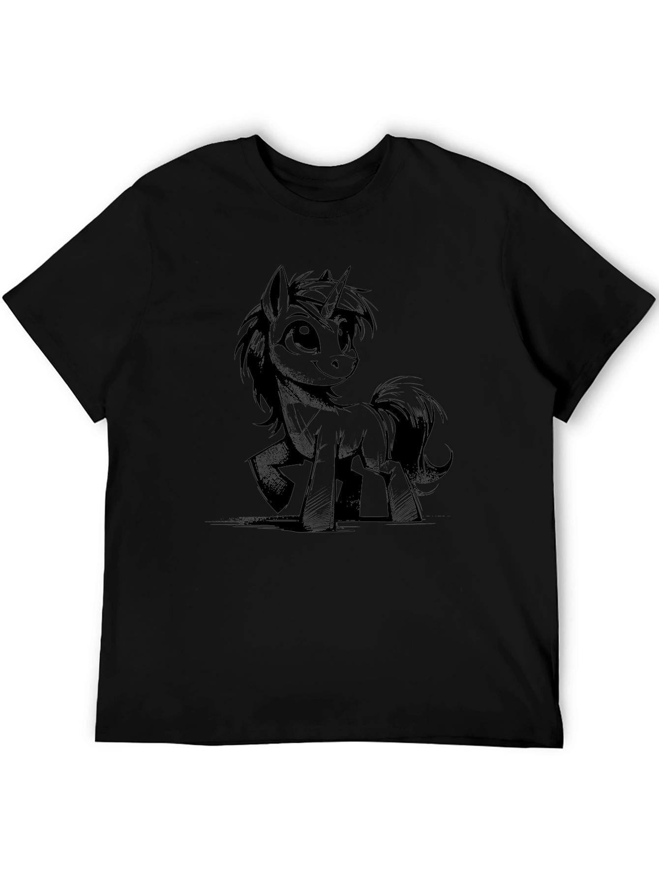 Mens Black Pony Graphic Tee