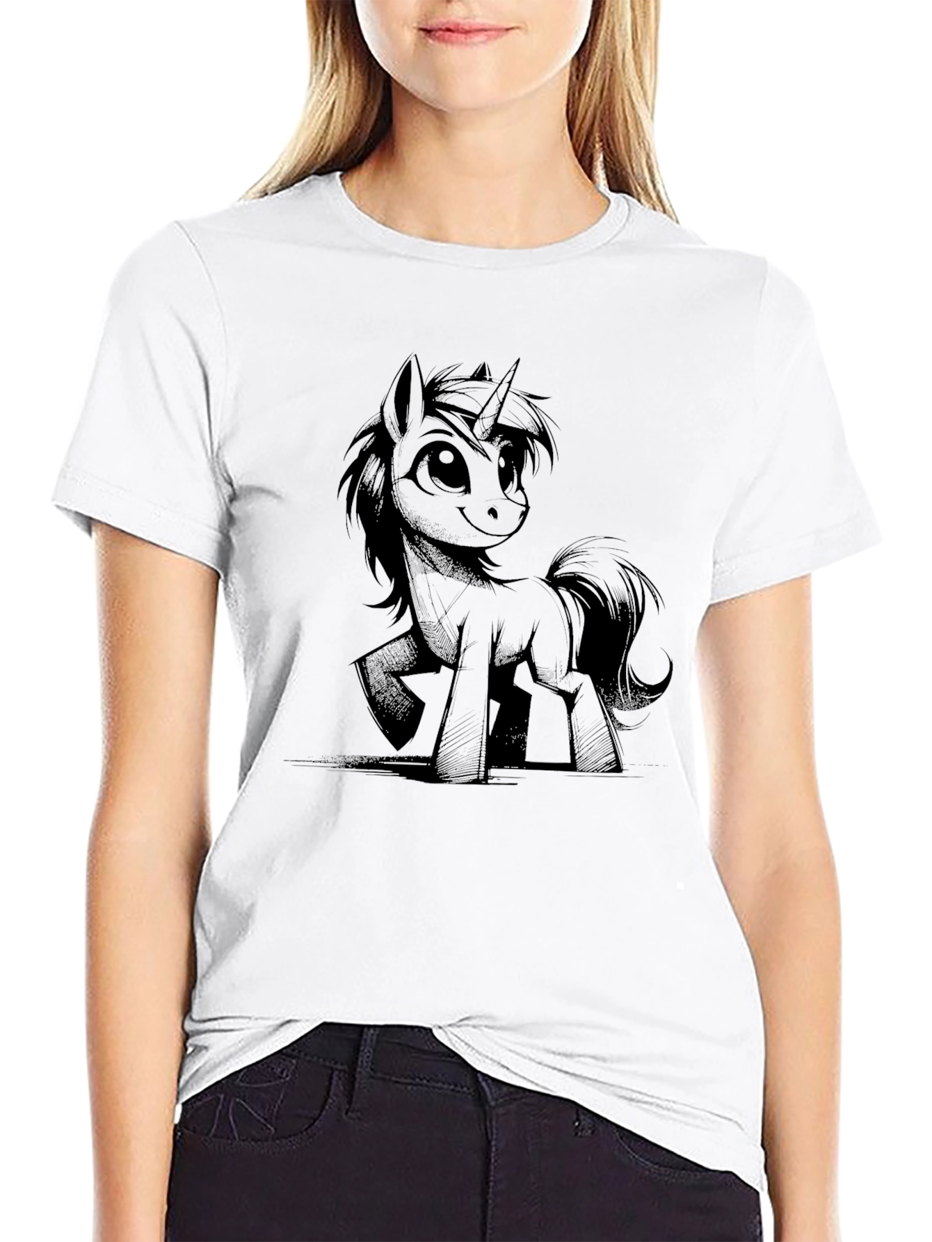 Mens Black Pony Graphic Tee