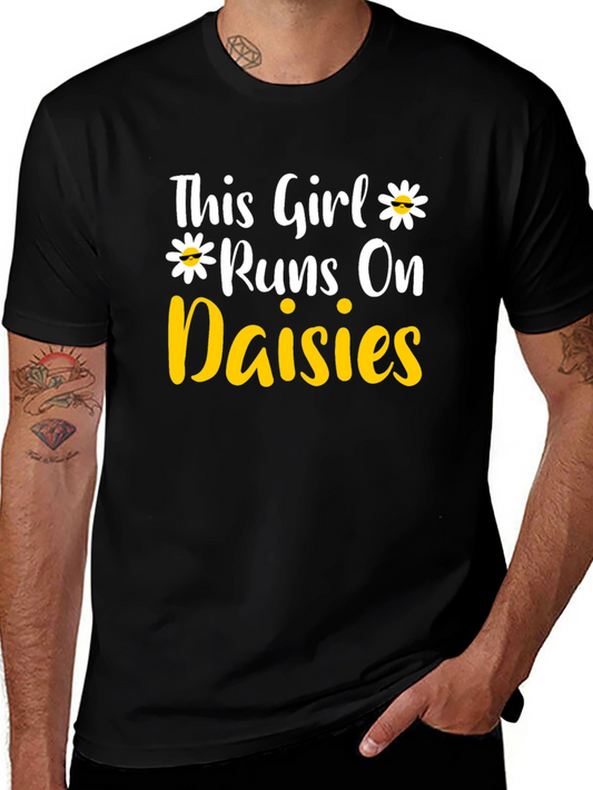 This Girl Runs on Daisies T-Shirt - Black