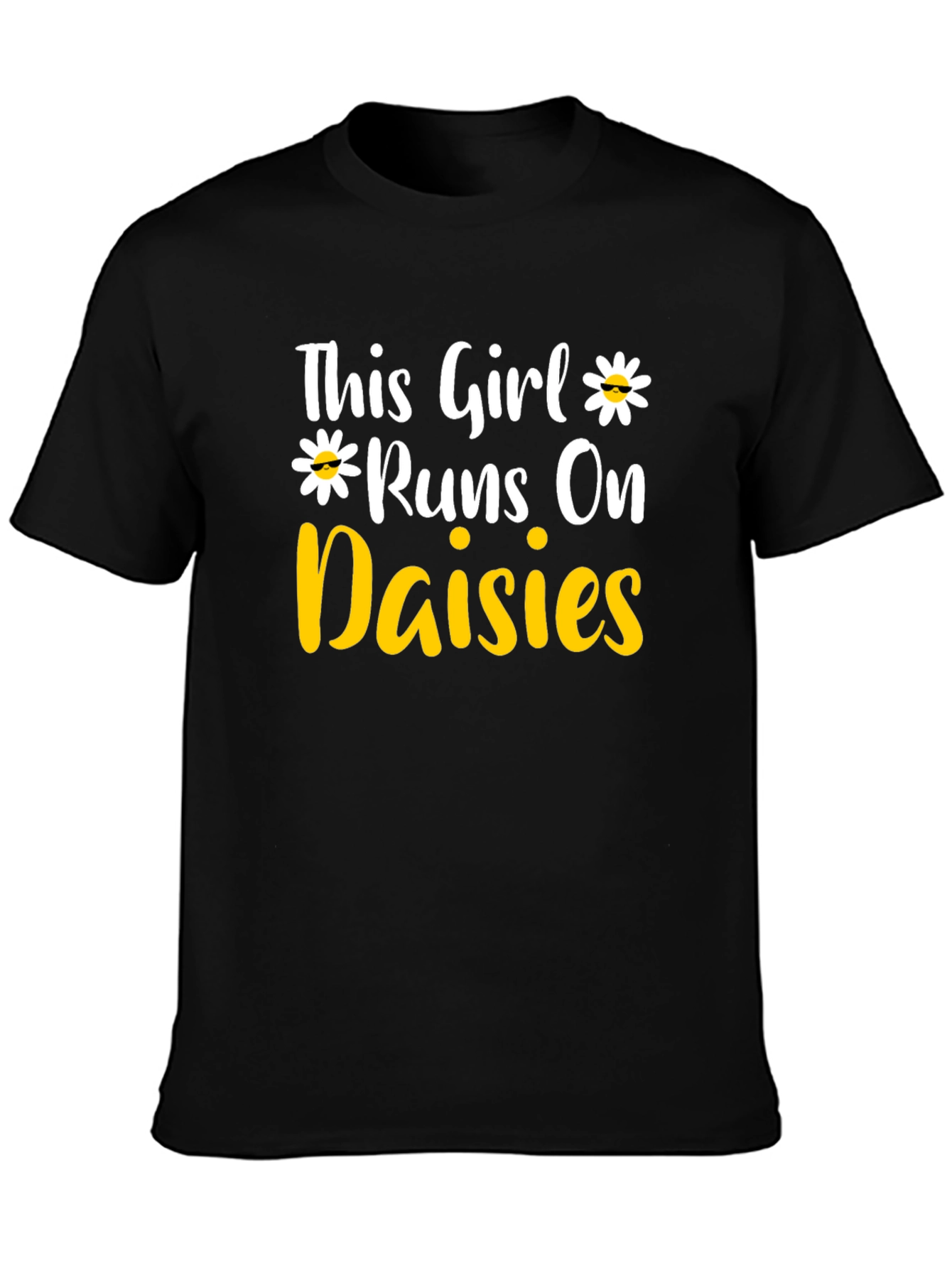 This Girl Runs on Daisies T-Shirt - Black
