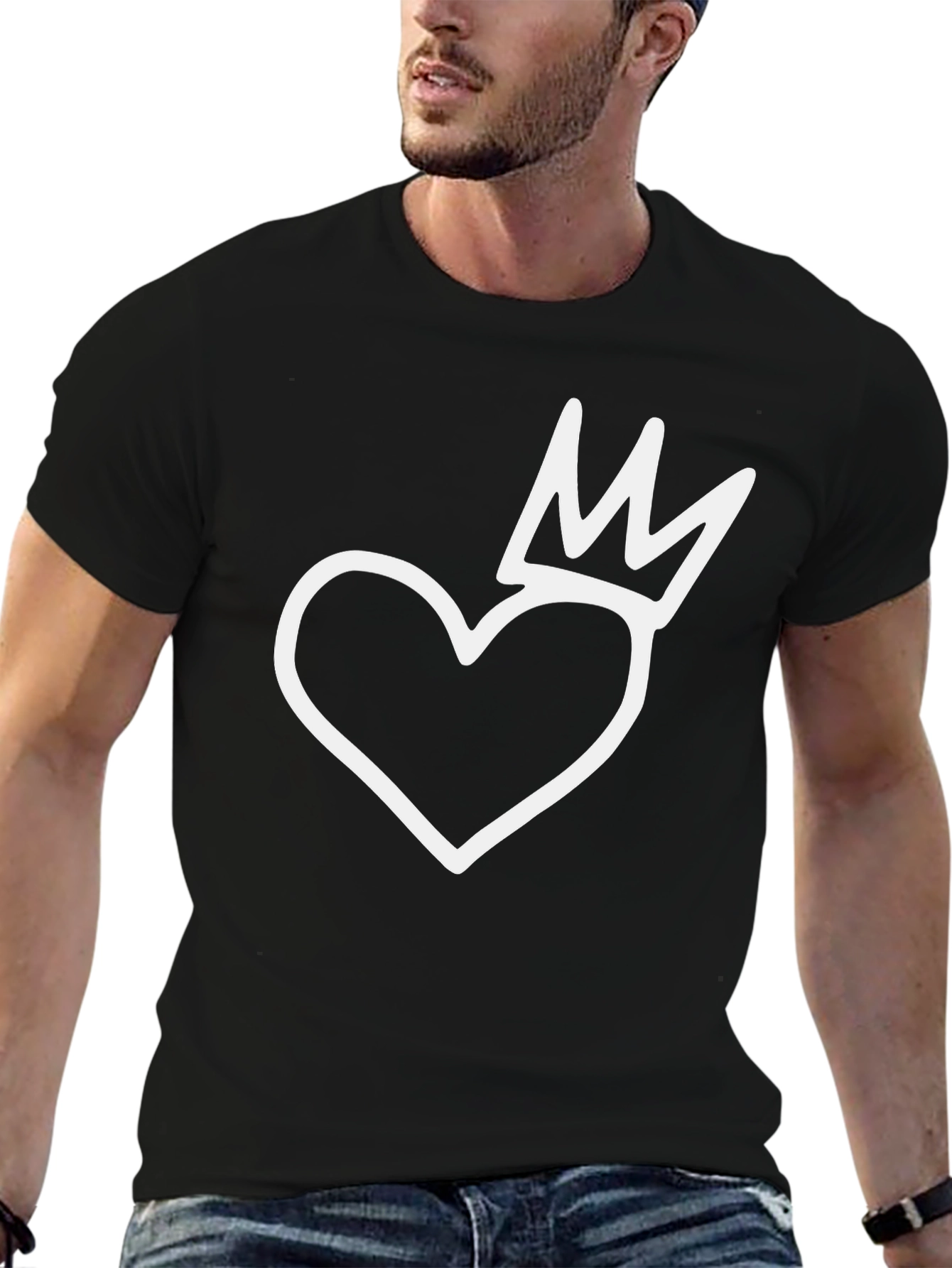 Heart with Crown Black T-Shirt