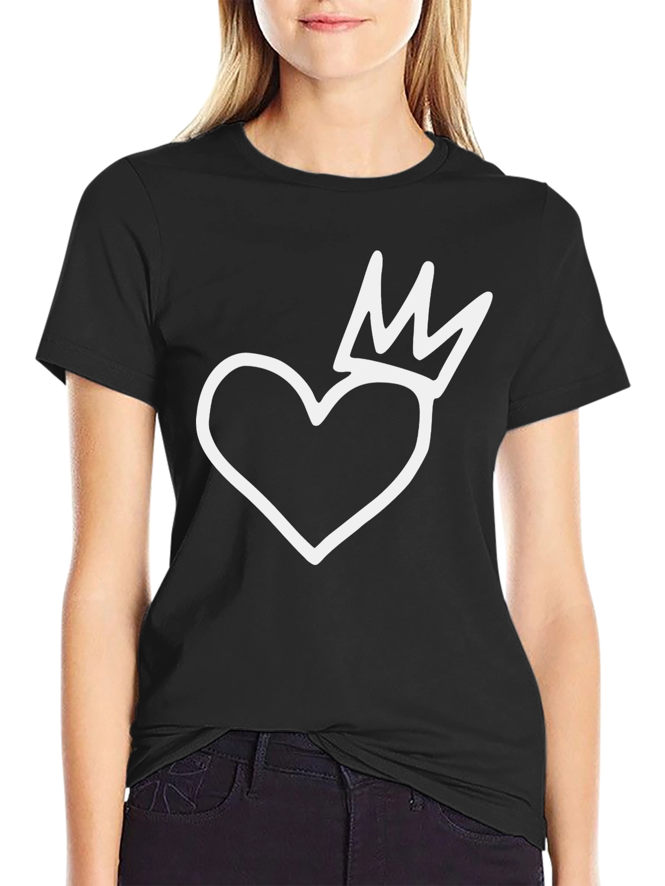Heart with Crown Black T-Shirt