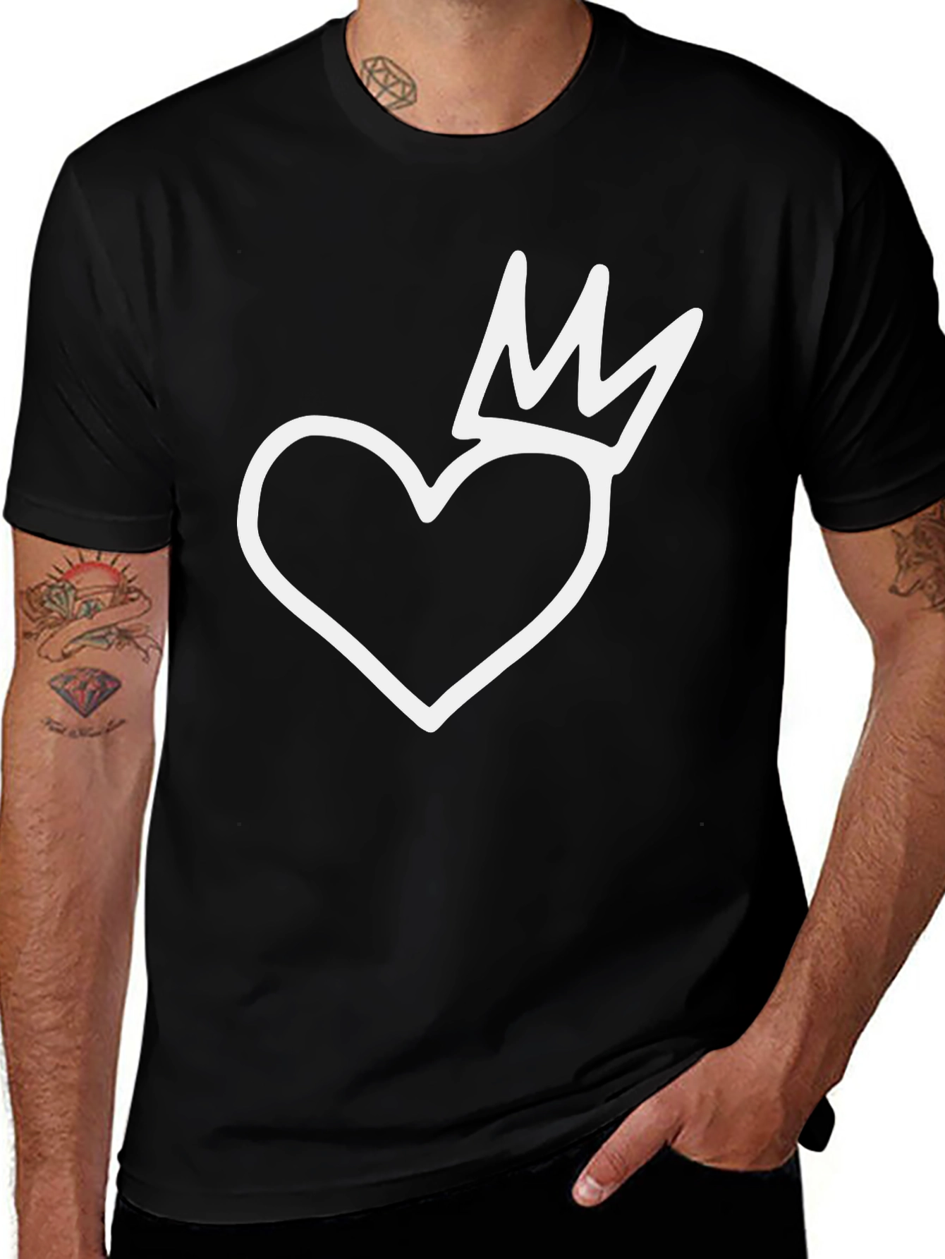 Heart with Crown Black T-Shirt