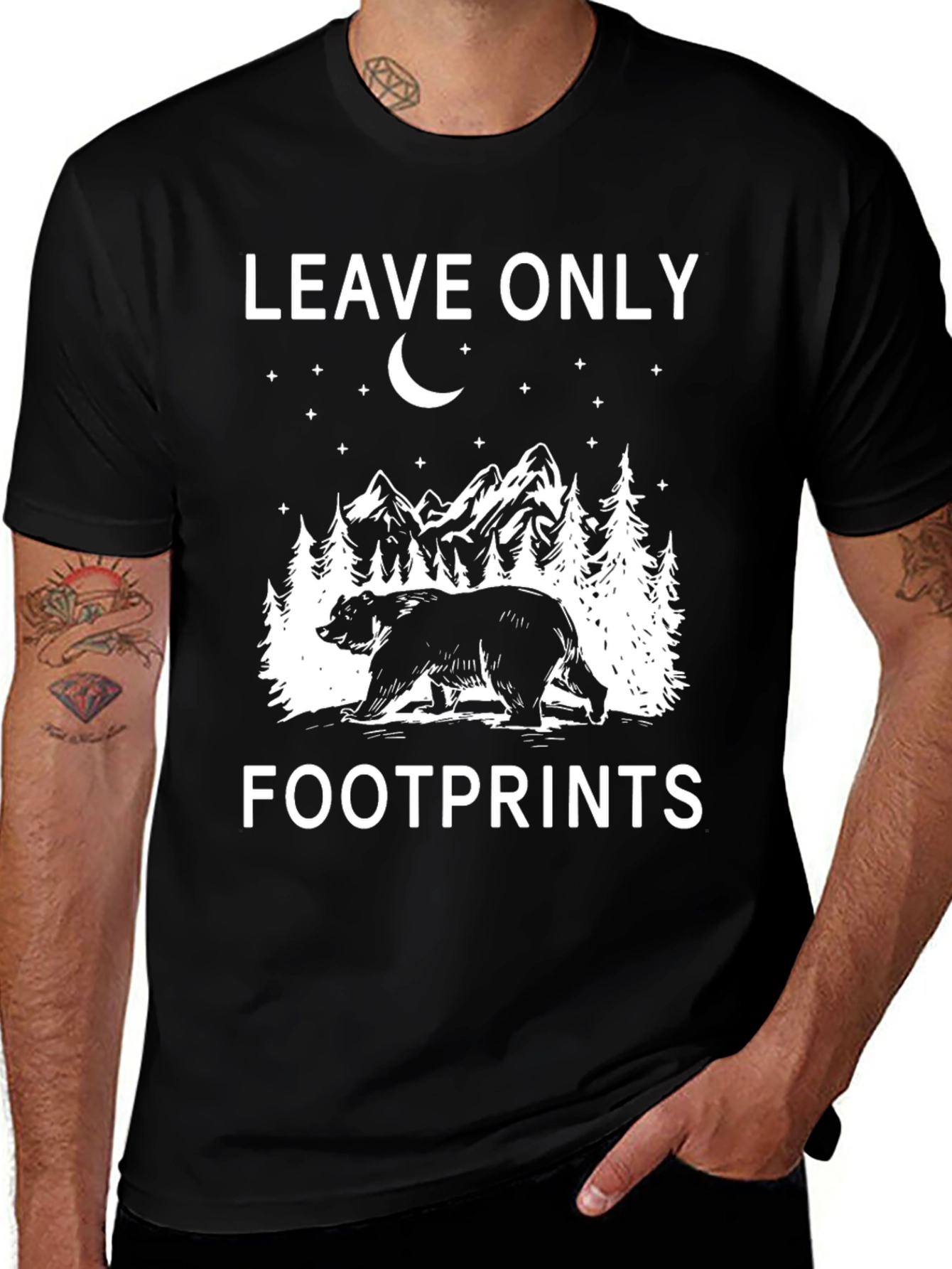 Leave Only Footprints Bear T-Shirt Nature Outdoors