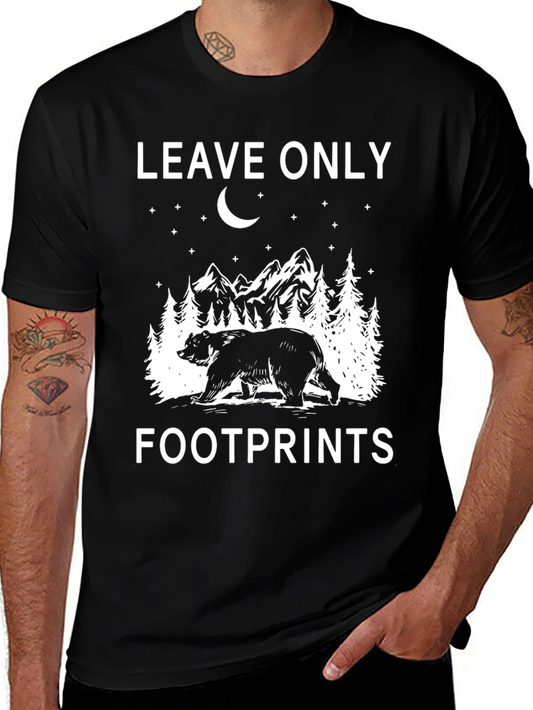 Leave Only Footprints Bear T-Shirt Nature Outdoors