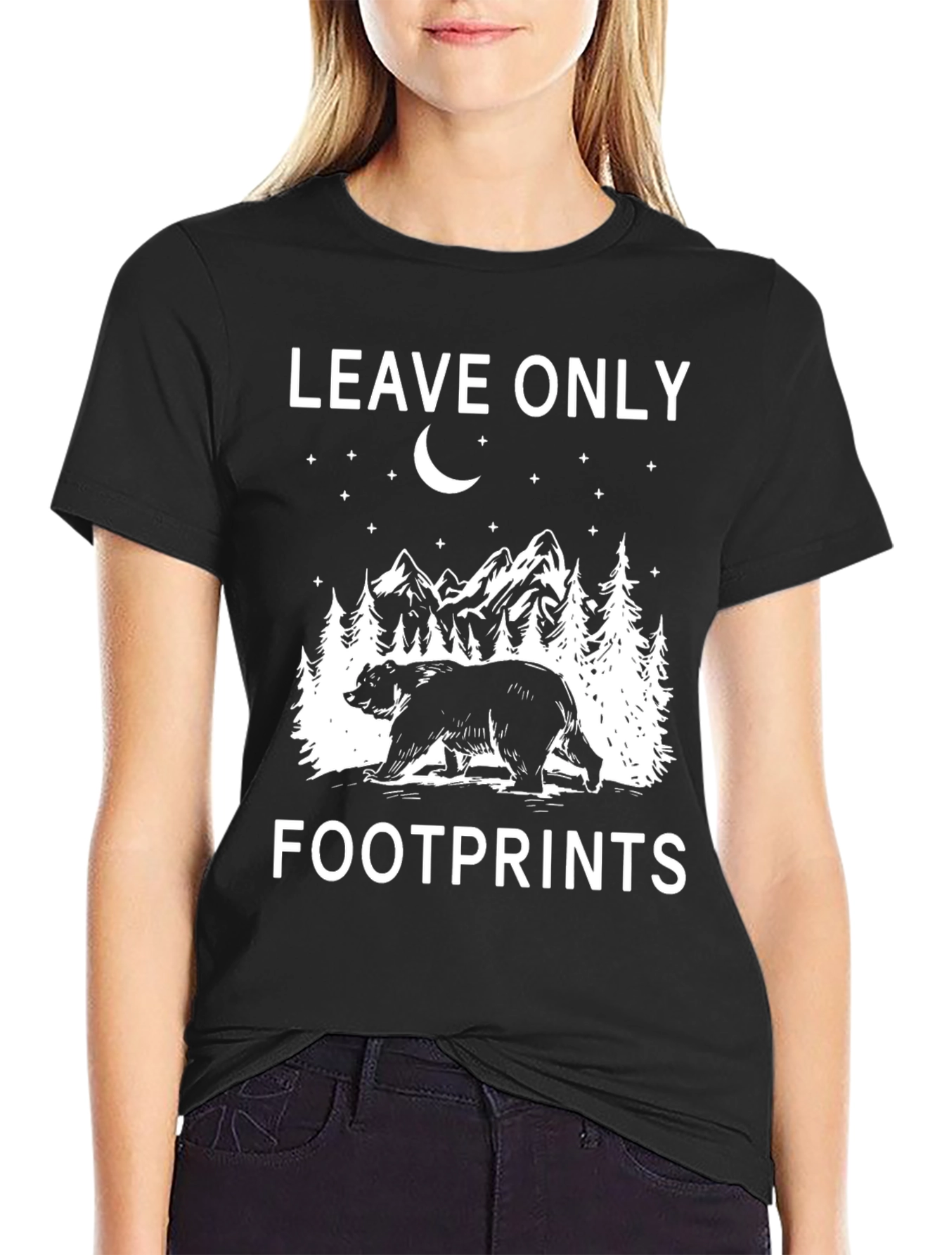 Leave Only Footprints Bear T-Shirt Nature Outdoors