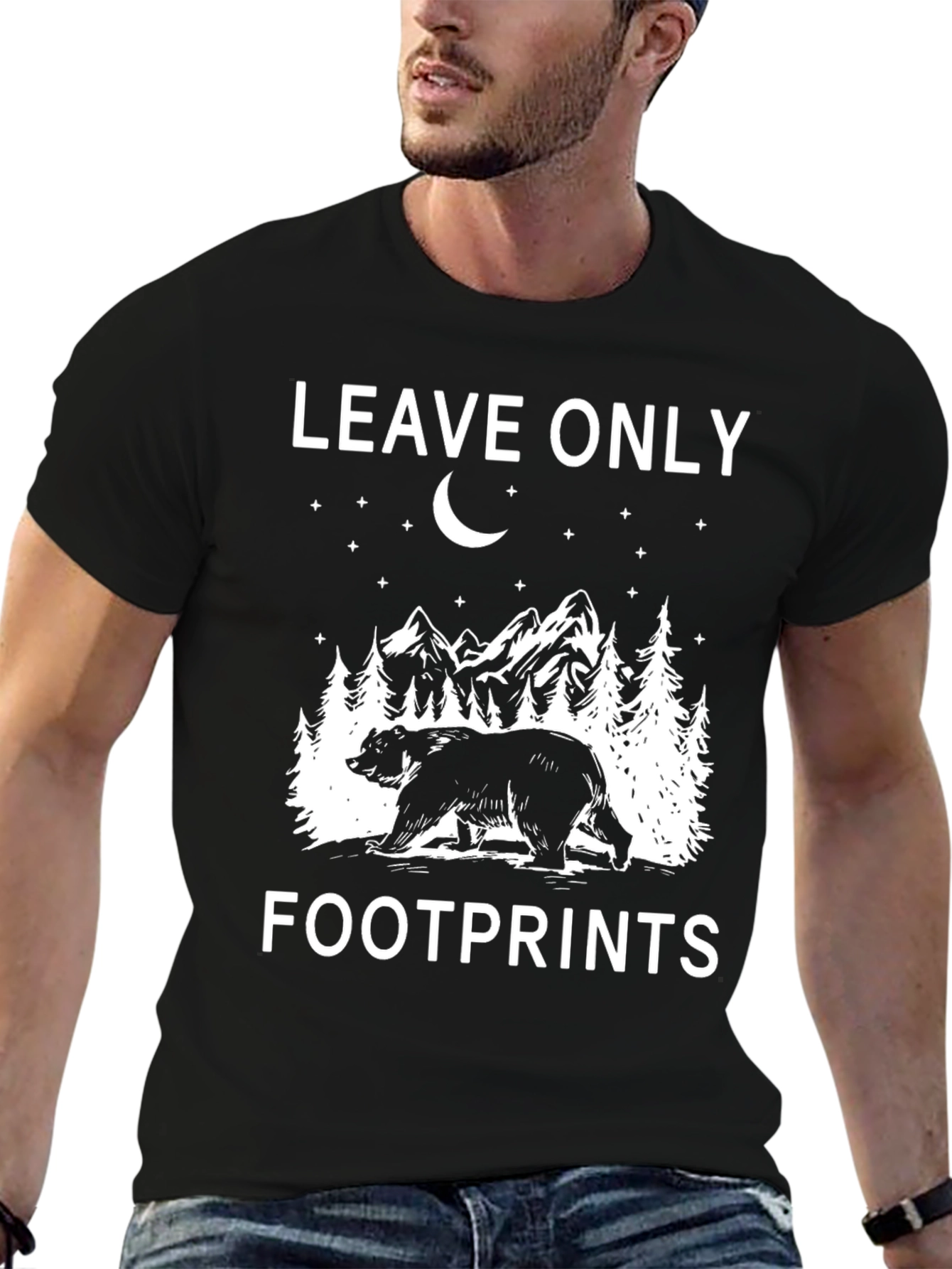Leave Only Footprints Bear T-Shirt Nature Outdoors