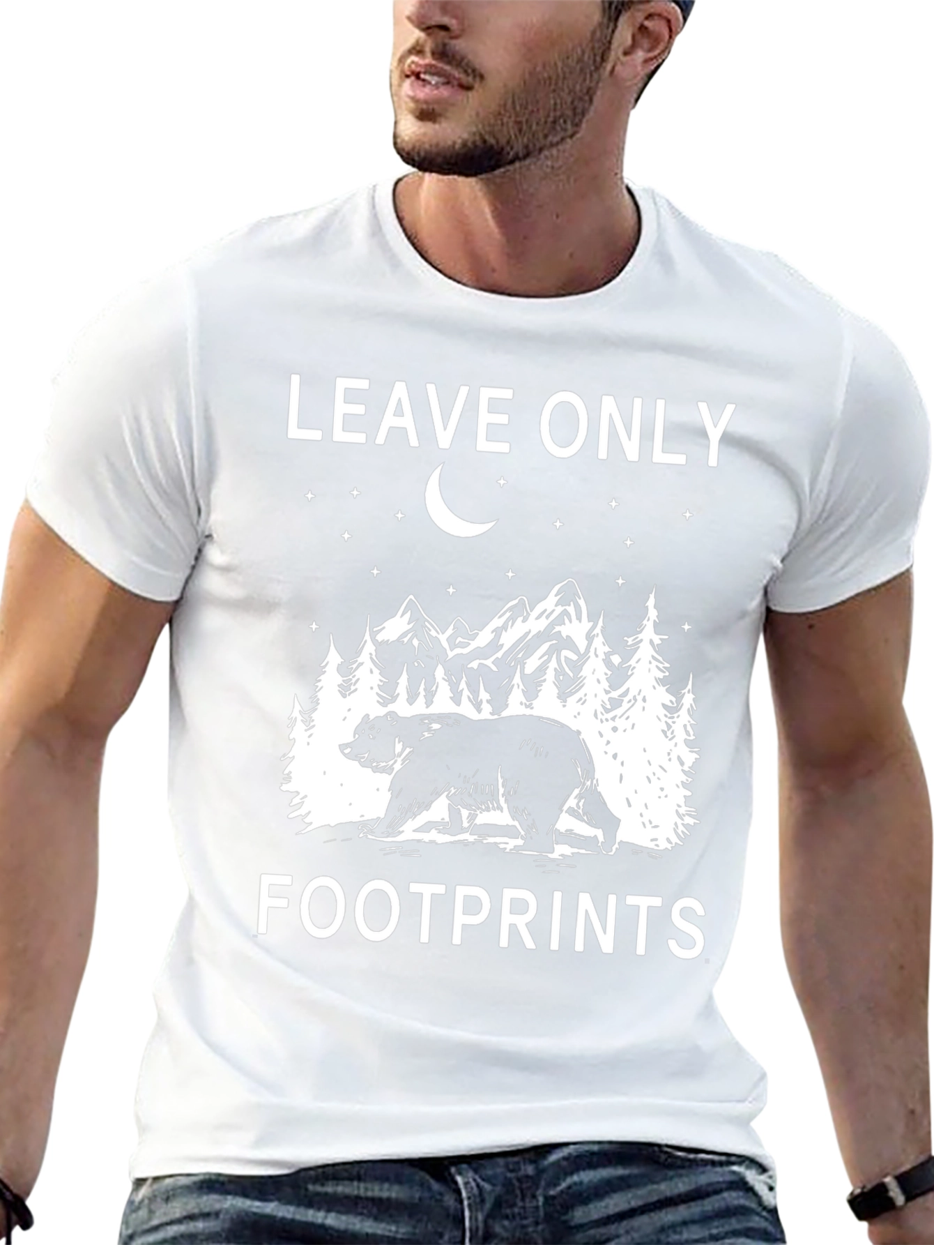 Leave Only Footprints Bear T-Shirt Nature Outdoors