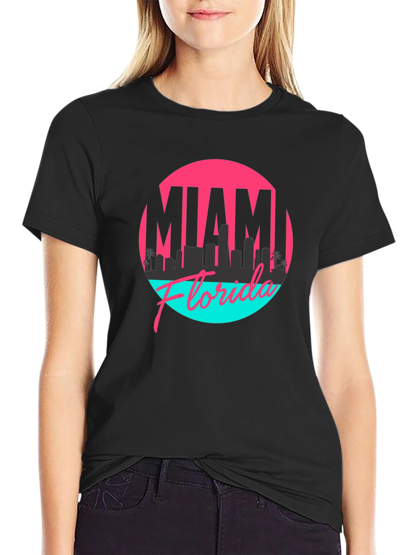 Miami Florida T-Shirt - Retro Skyline Graphic Tee