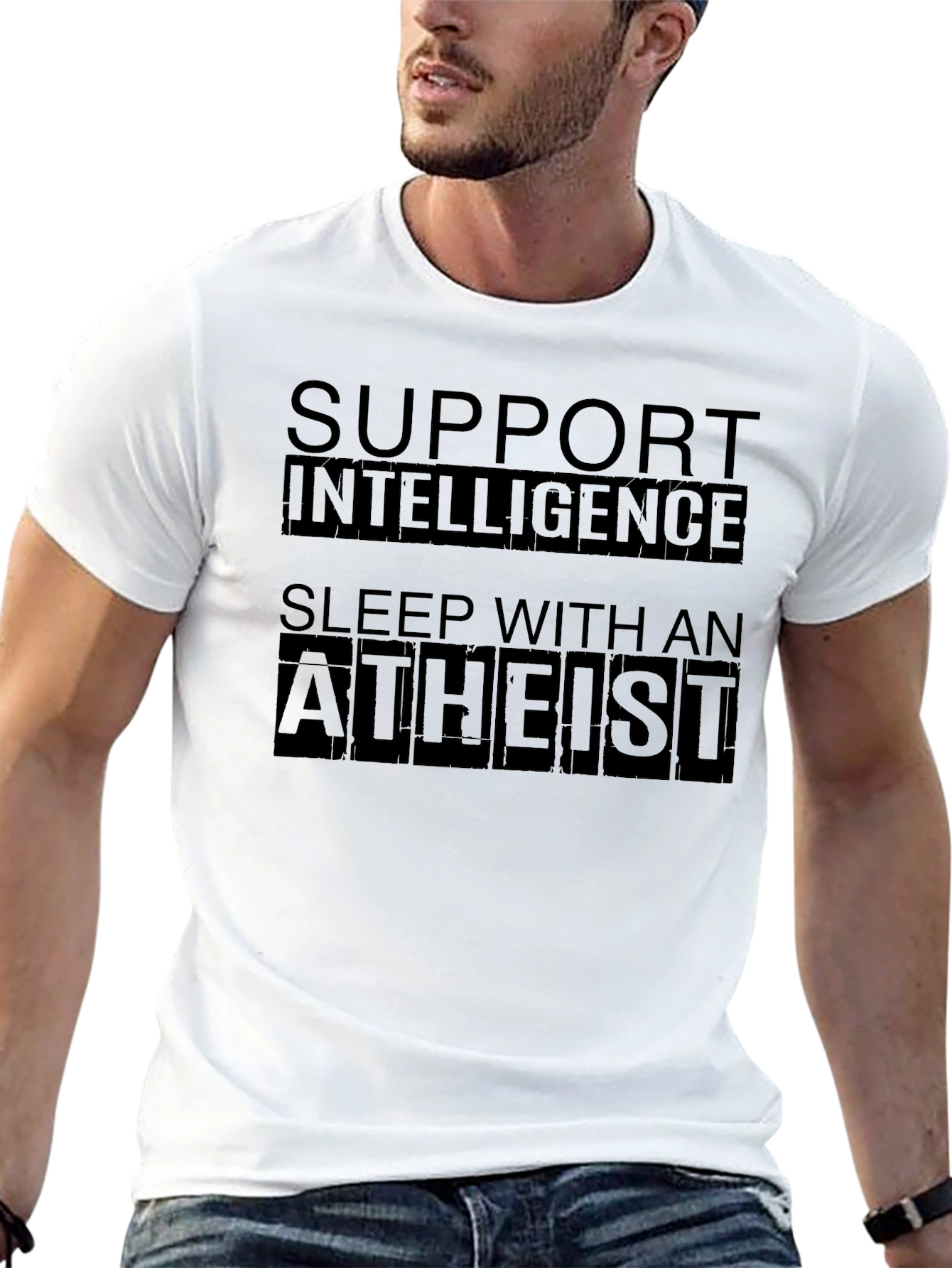 Intelligence Atheist Slogan T-Shirt