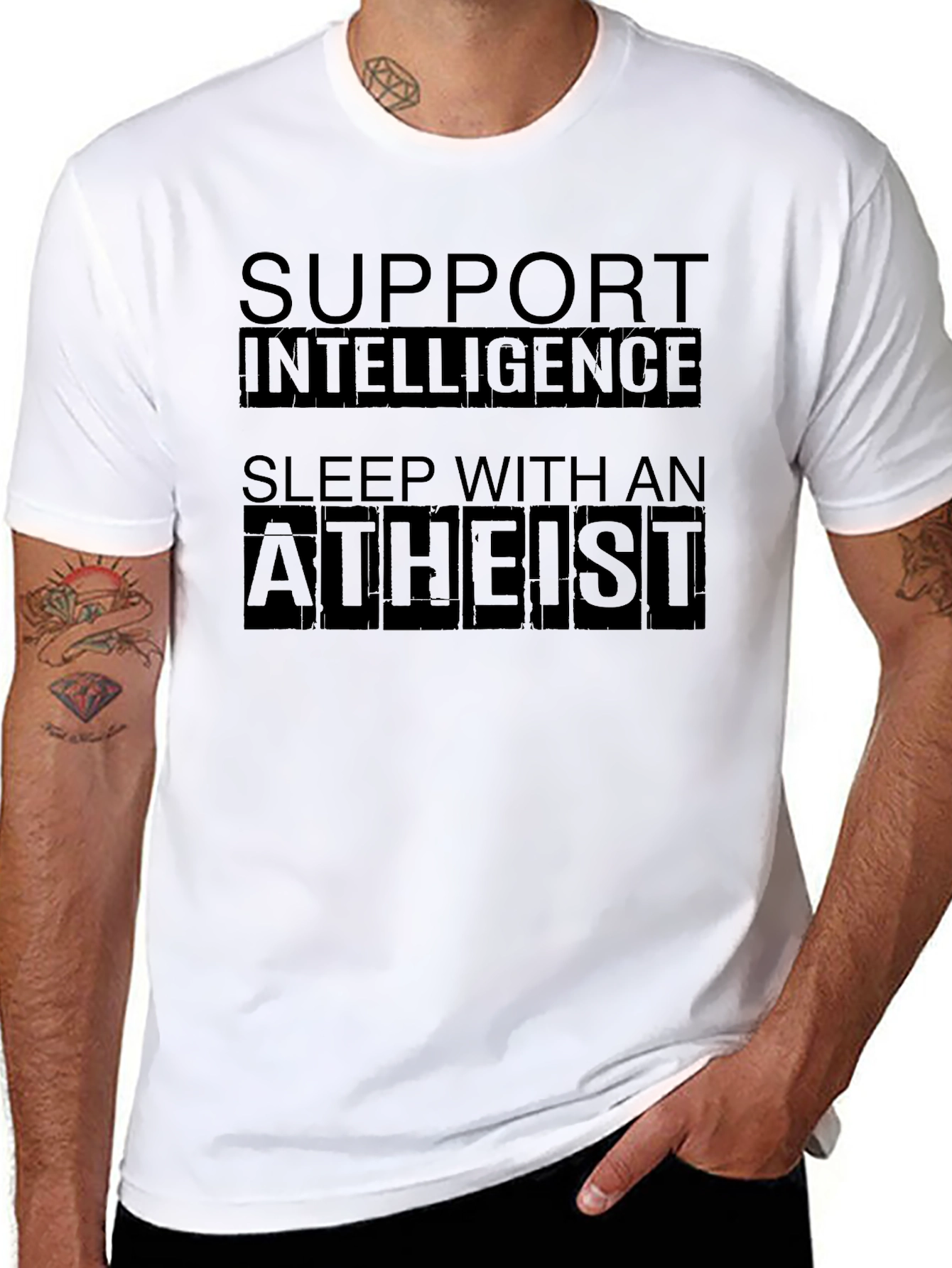 Intelligence Atheist Slogan T-Shirt