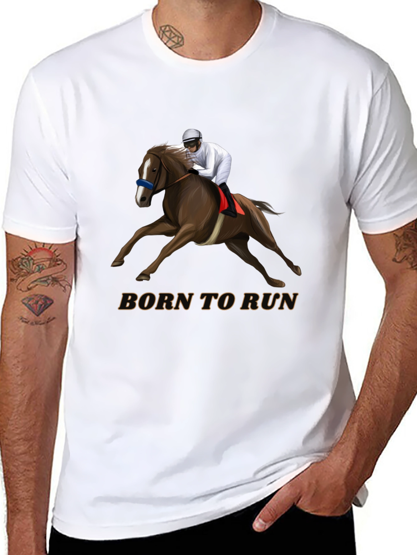 Born To Run Horse Racing Black T-Shirt