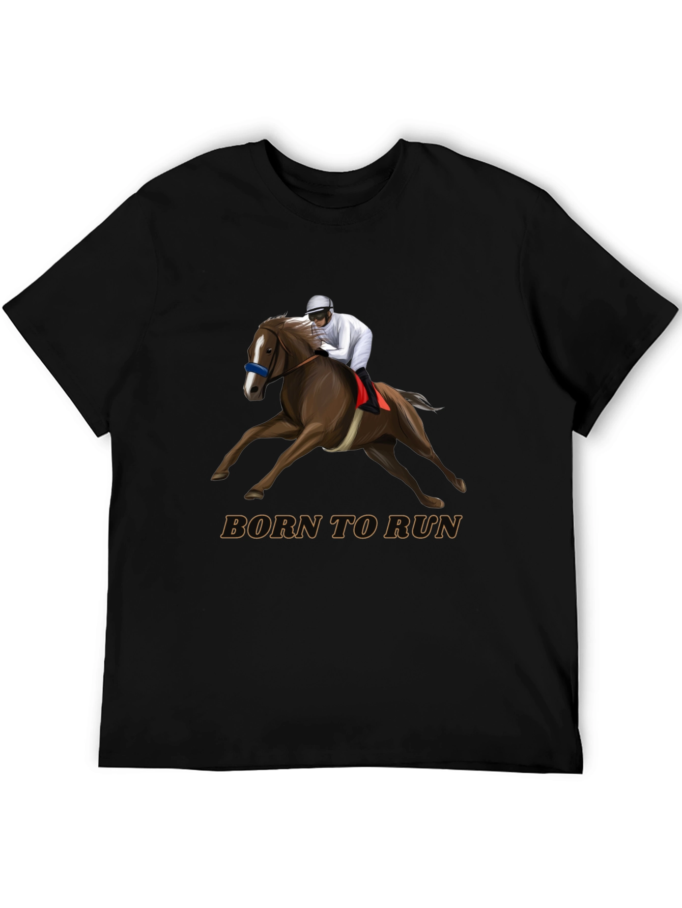 Born To Run Horse Racing Black T-Shirt