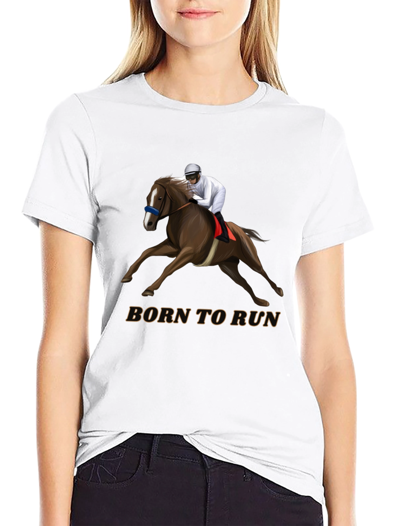 Born To Run Horse Racing Black T-Shirt