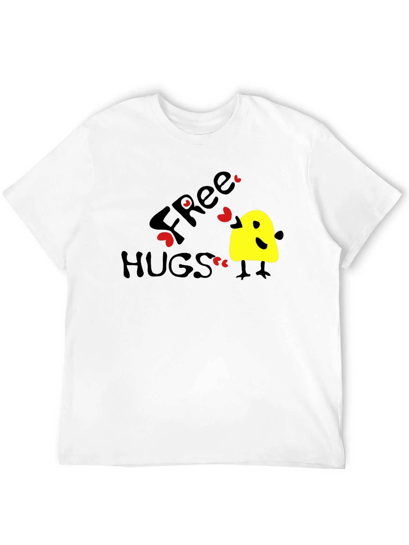 Free Hugs Graphic Tee - Black Cotton T-Shirt