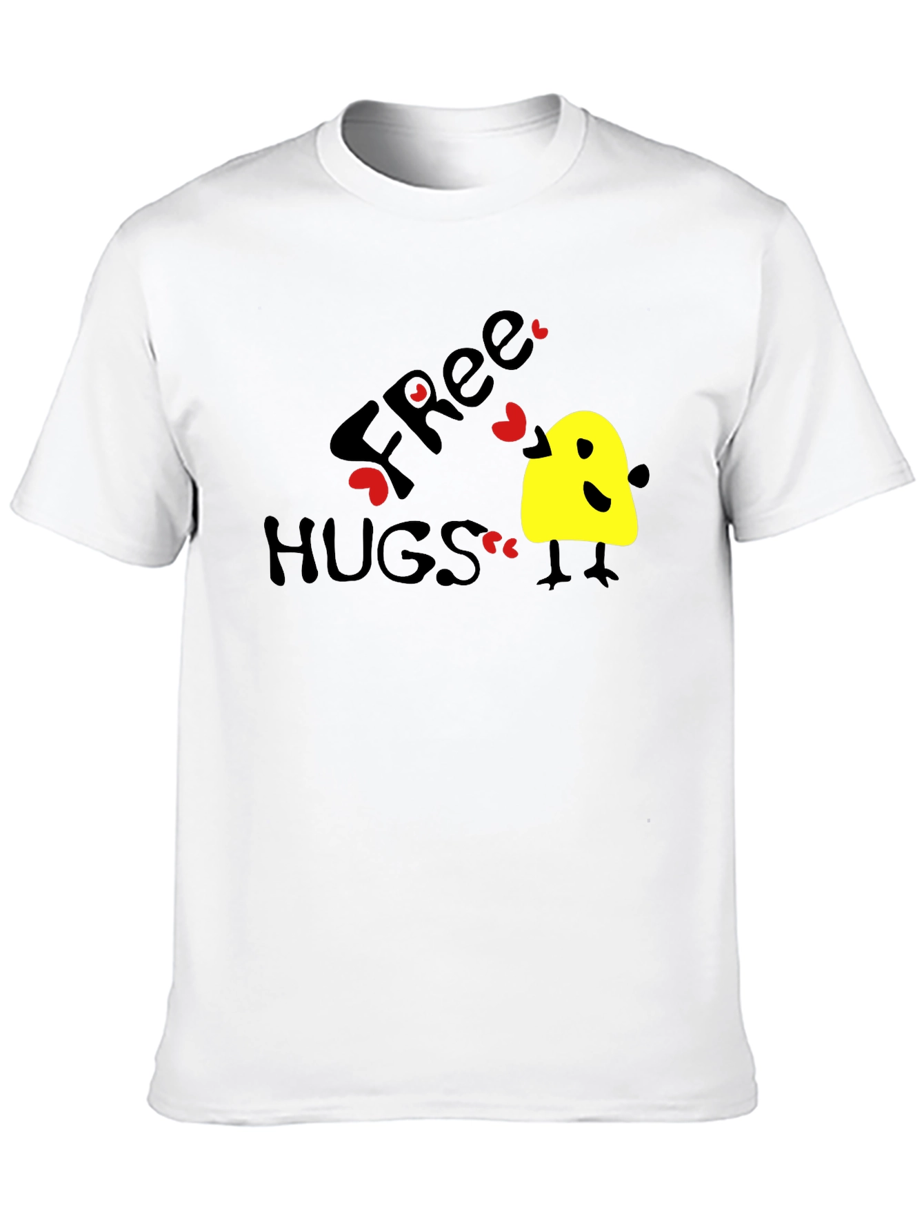 Free Hugs Graphic Tee - Black Cotton T-Shirt