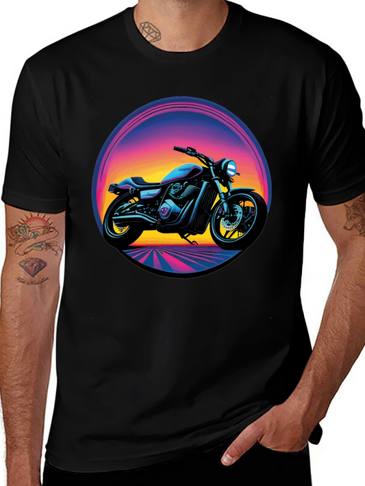 Retro Motorcycle Graphic Tee - Black