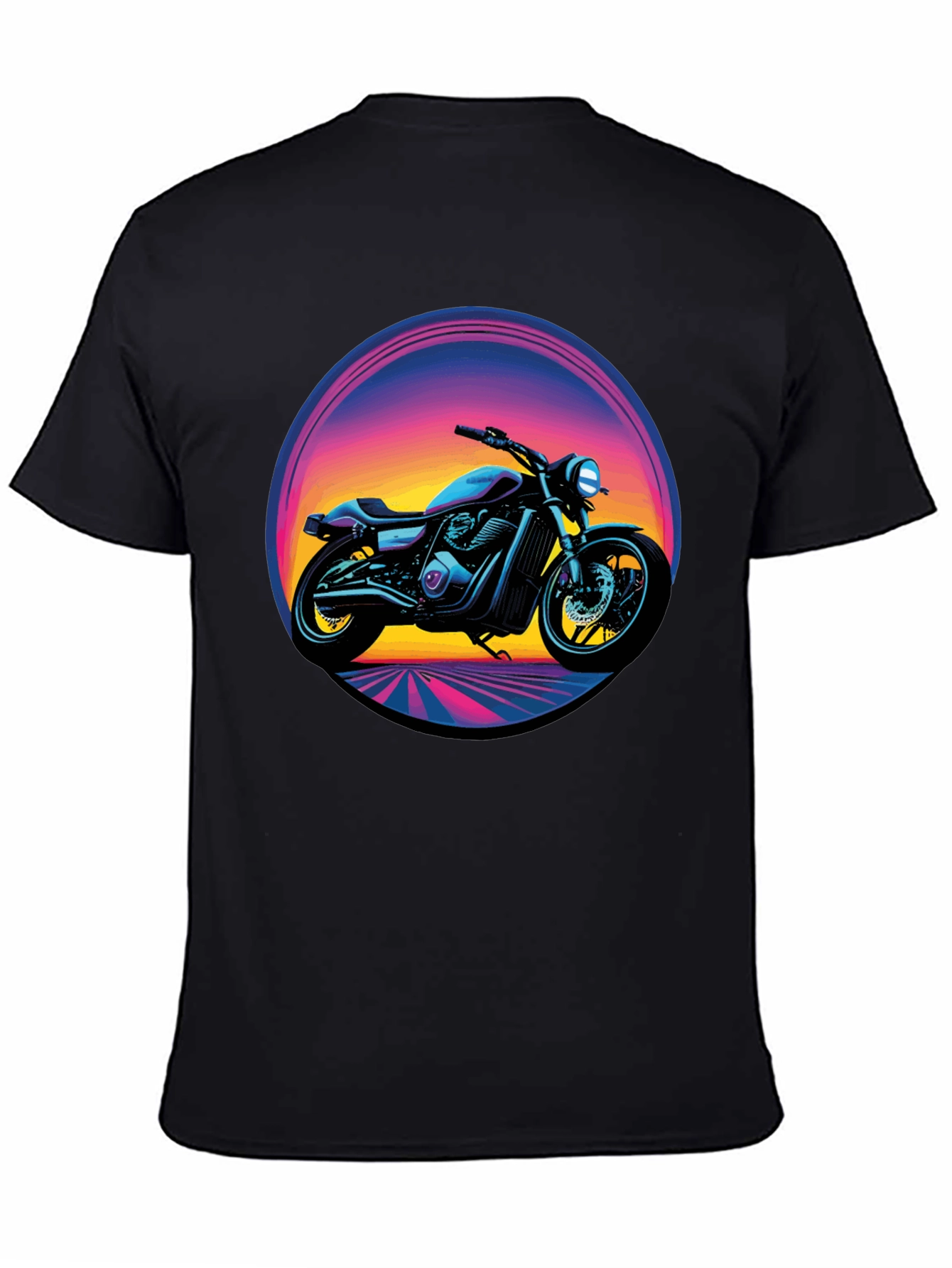 Retro Motorcycle Graphic Tee - Black