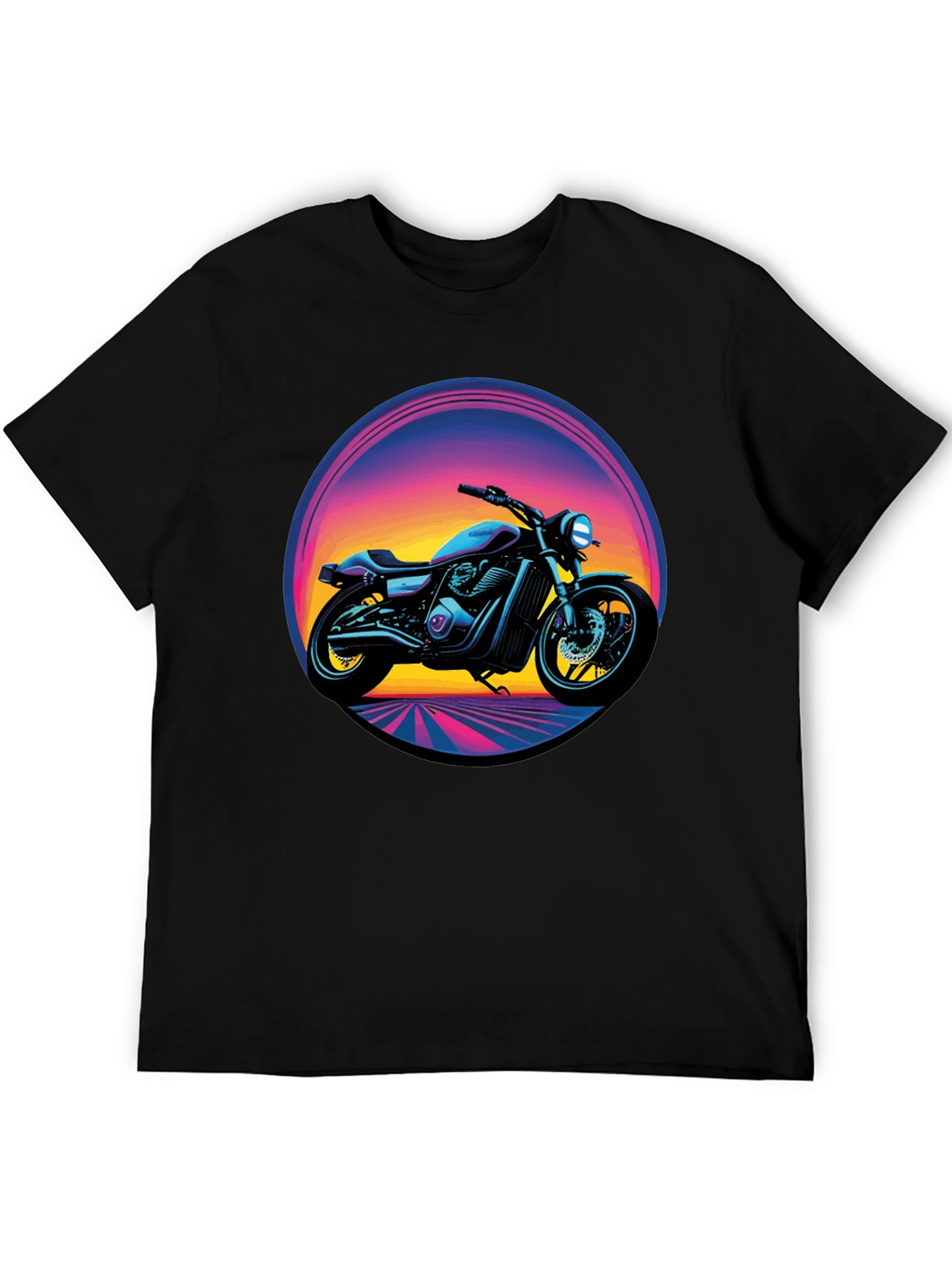 Retro Motorcycle Graphic Tee - Black