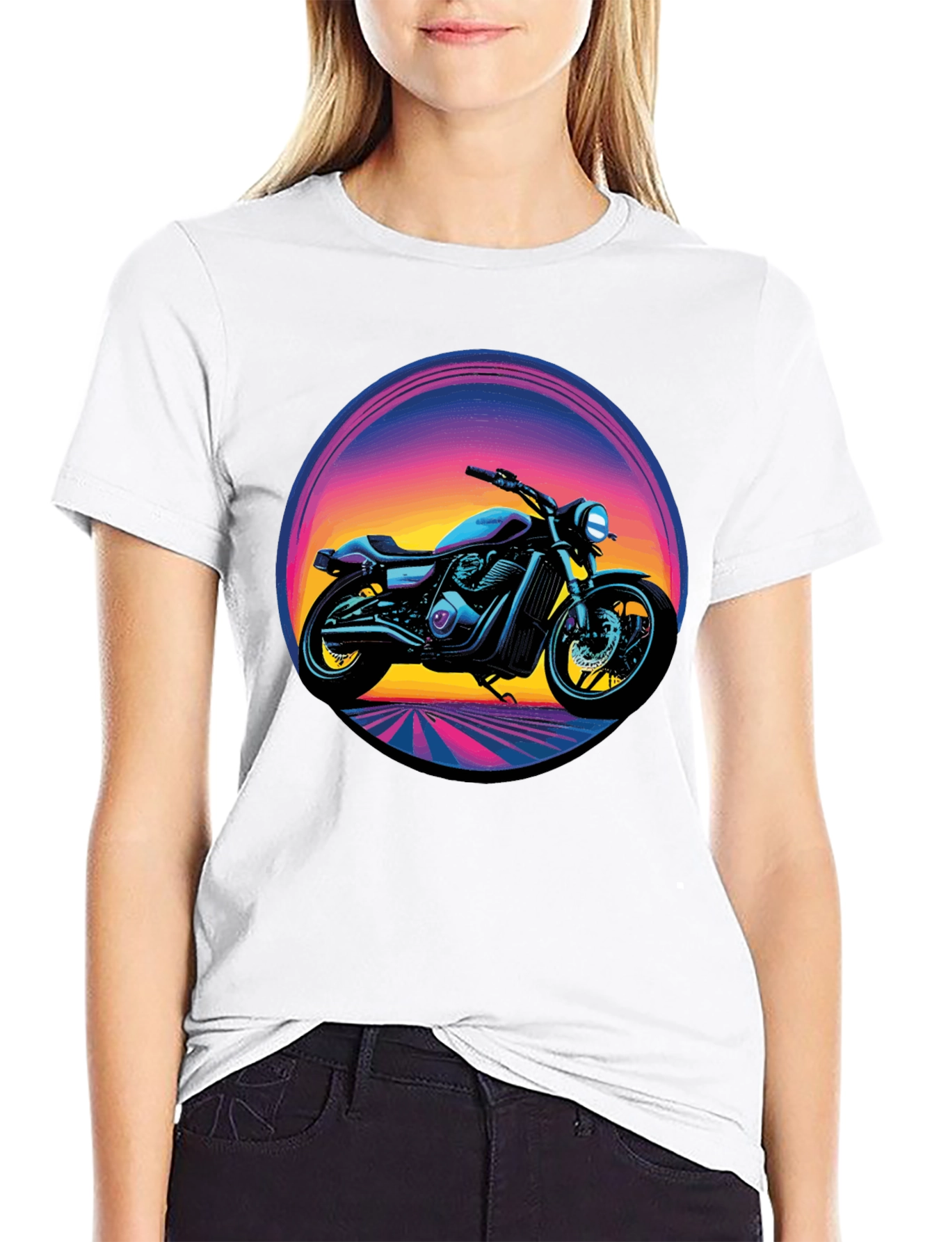 Retro Motorcycle Graphic Tee - Black