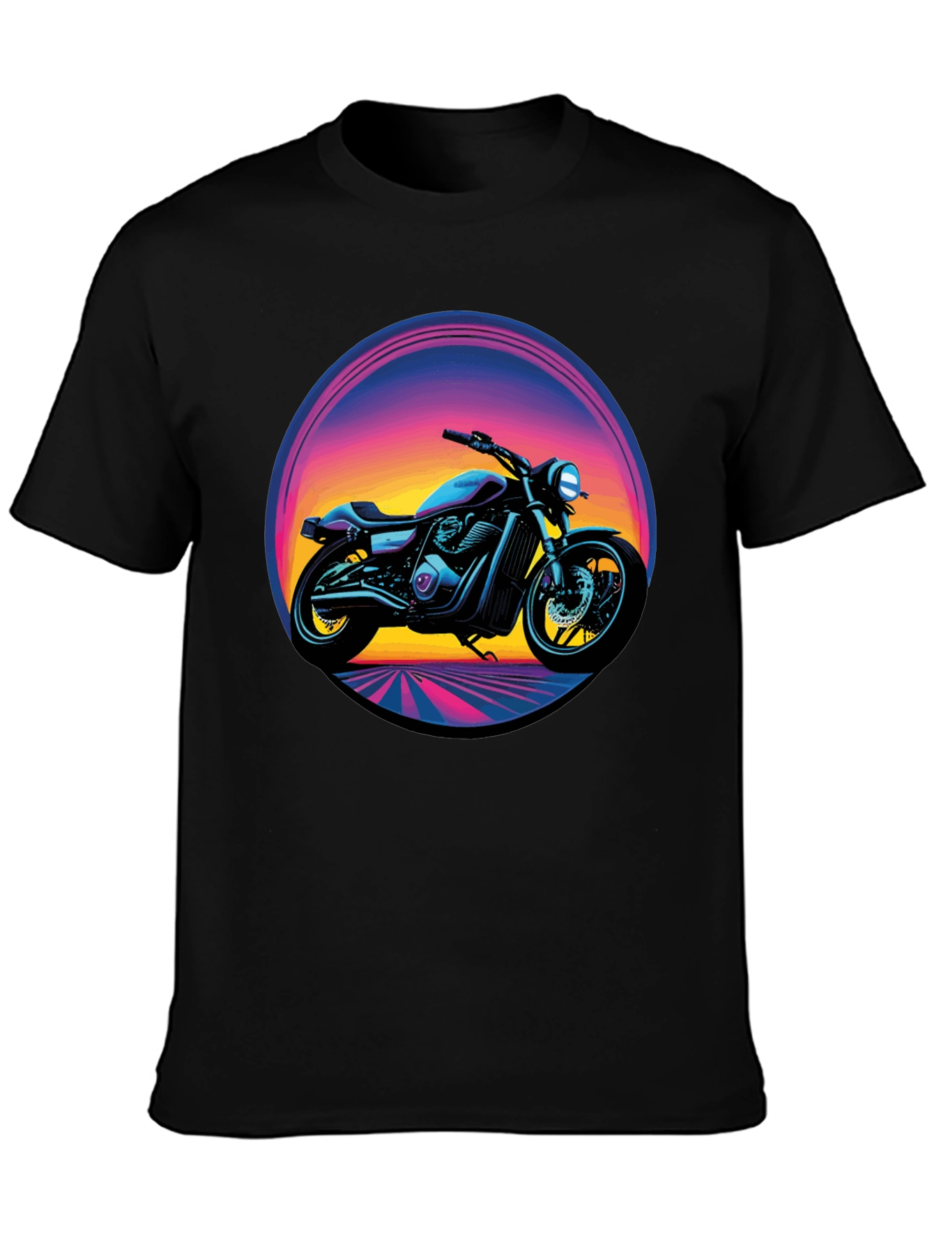 Retro Motorcycle Graphic Tee - Black
