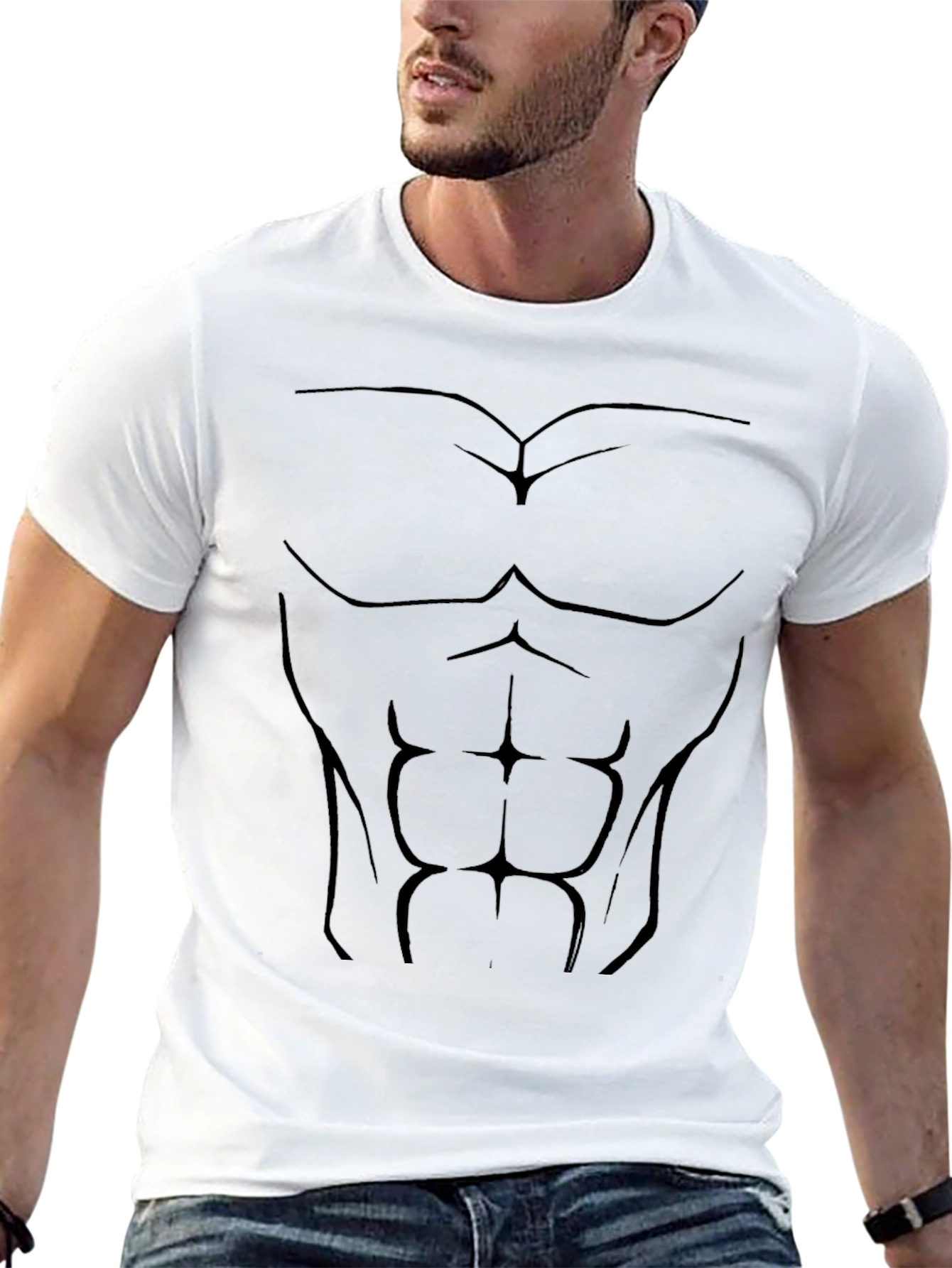 Muscle Print Mens Black Short Sleeve T-Shirt