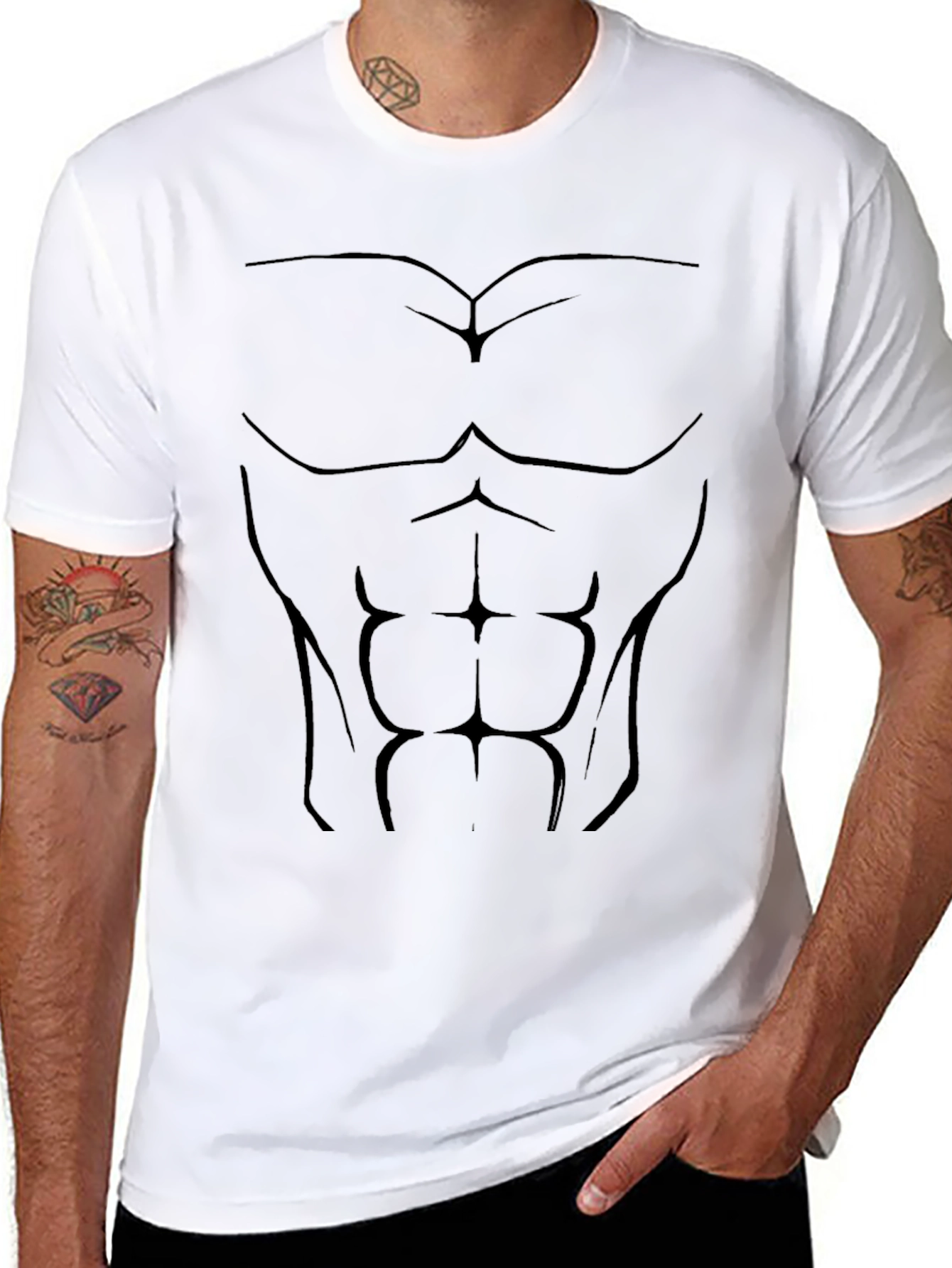 Muscle Print Mens Black Short Sleeve T-Shirt