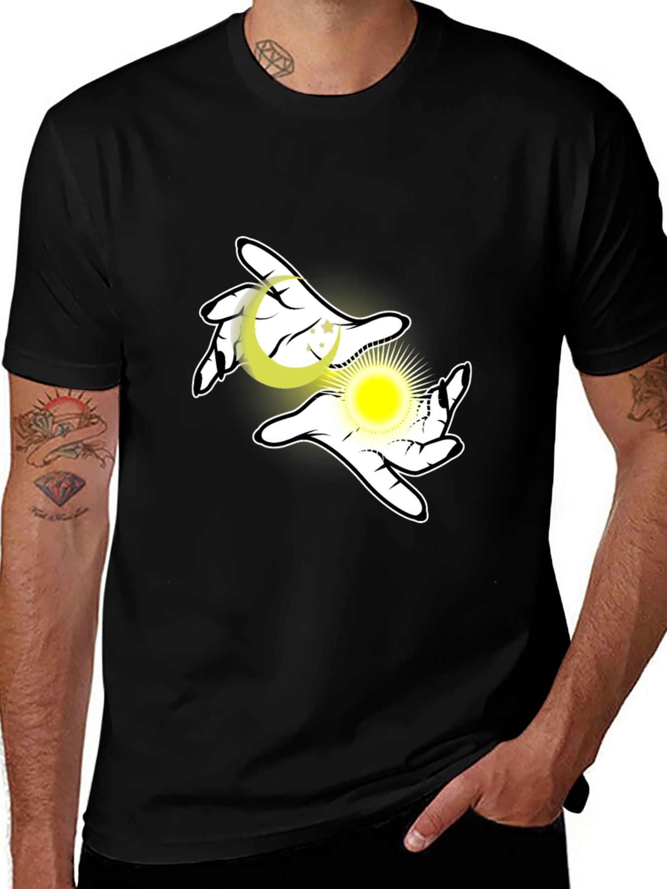 Celestial Hands Graphic Black T-Shirt