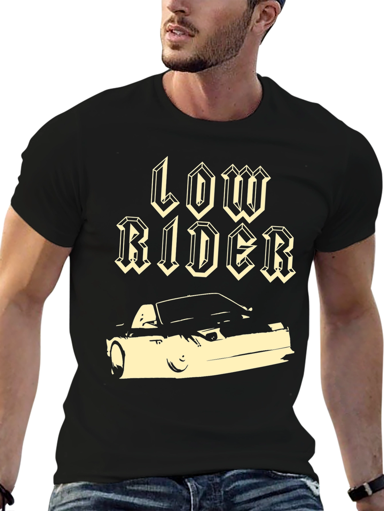 Low Rider Car Graphic Black T-Shirt