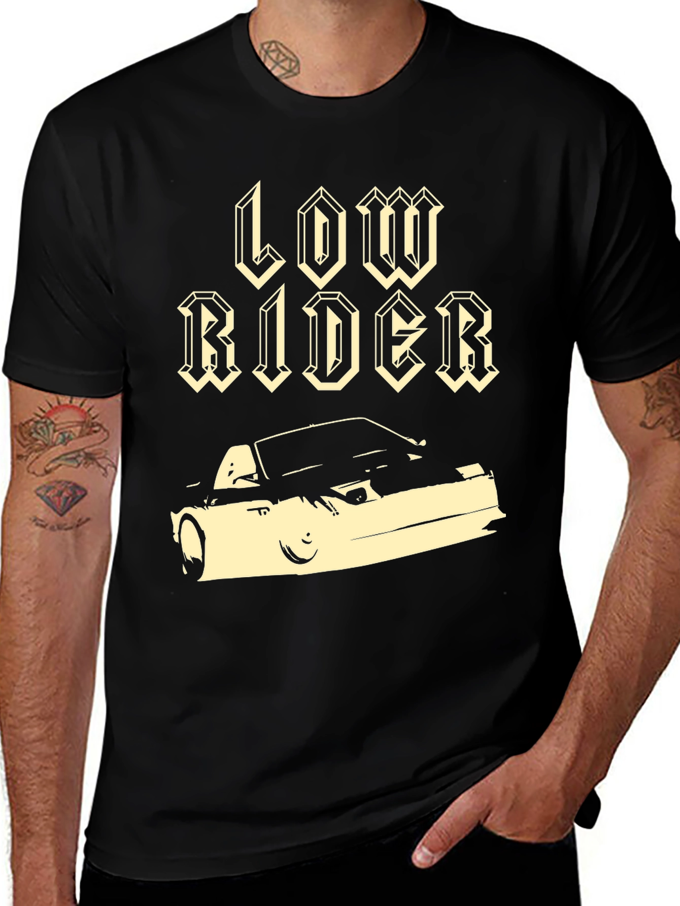 Low Rider Car Graphic Black T-Shirt