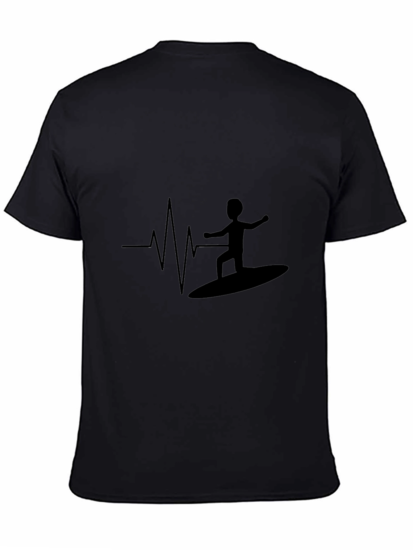 Surfer Heartbeat Black T-Shirt