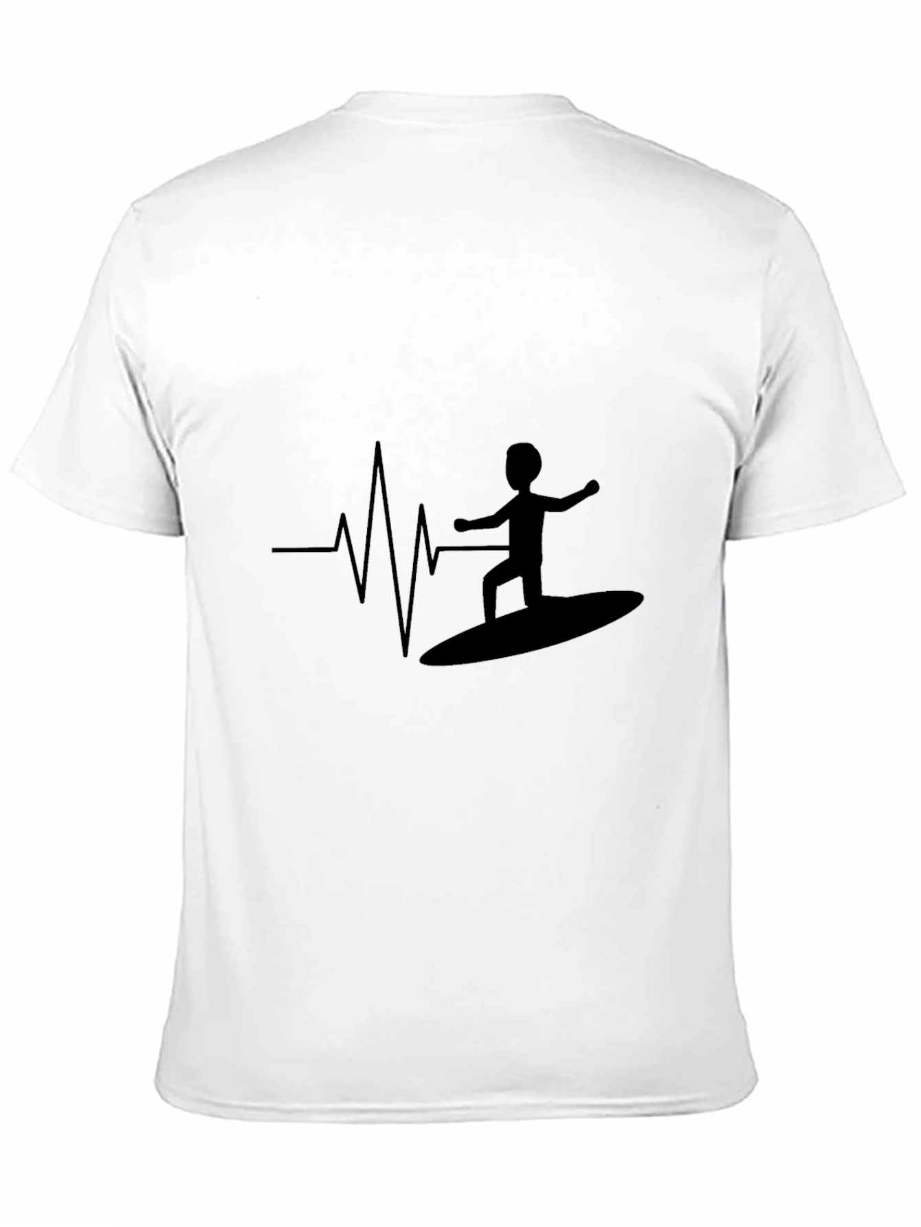 Surfer Heartbeat Black T-Shirt