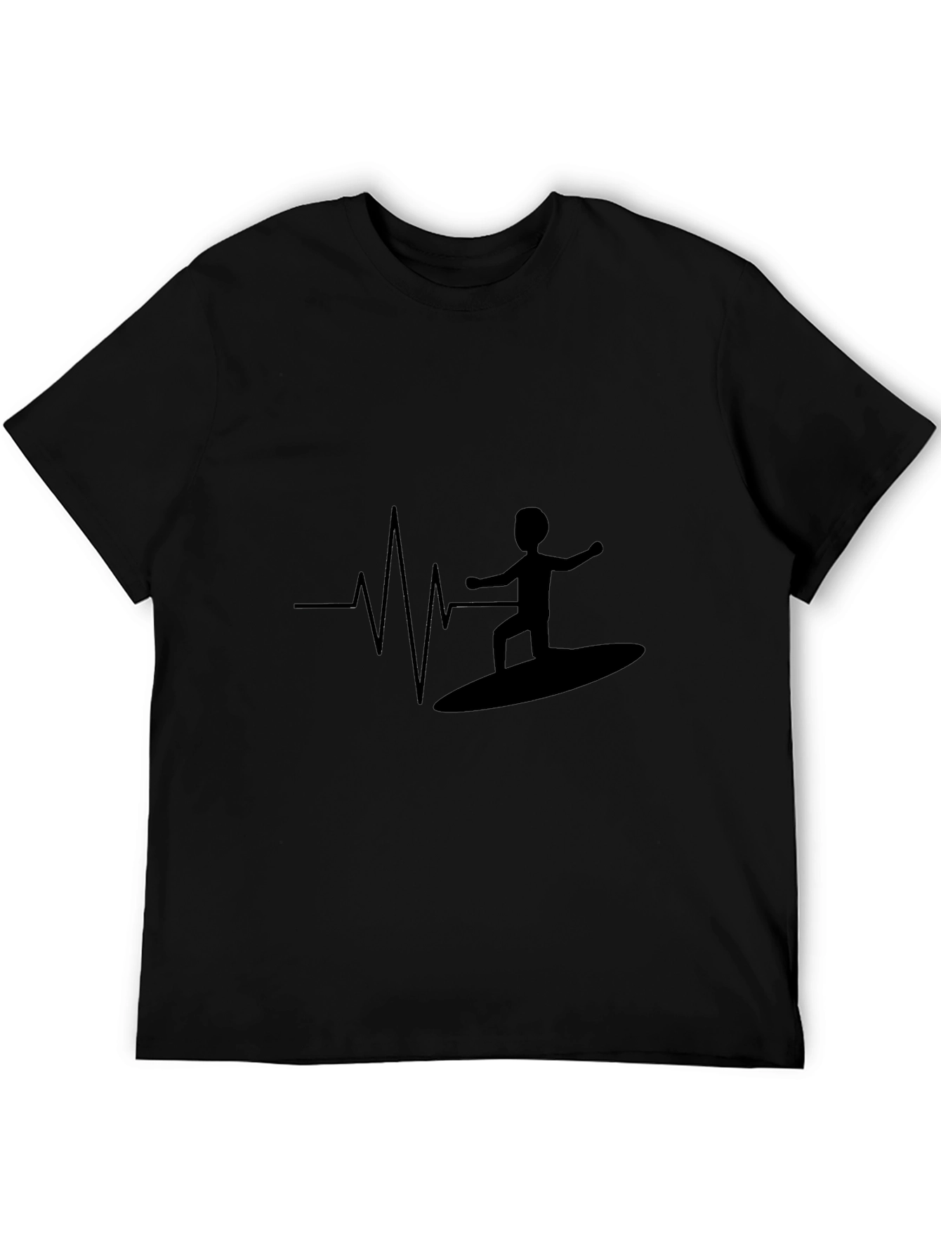 Surfer Heartbeat Black T-Shirt