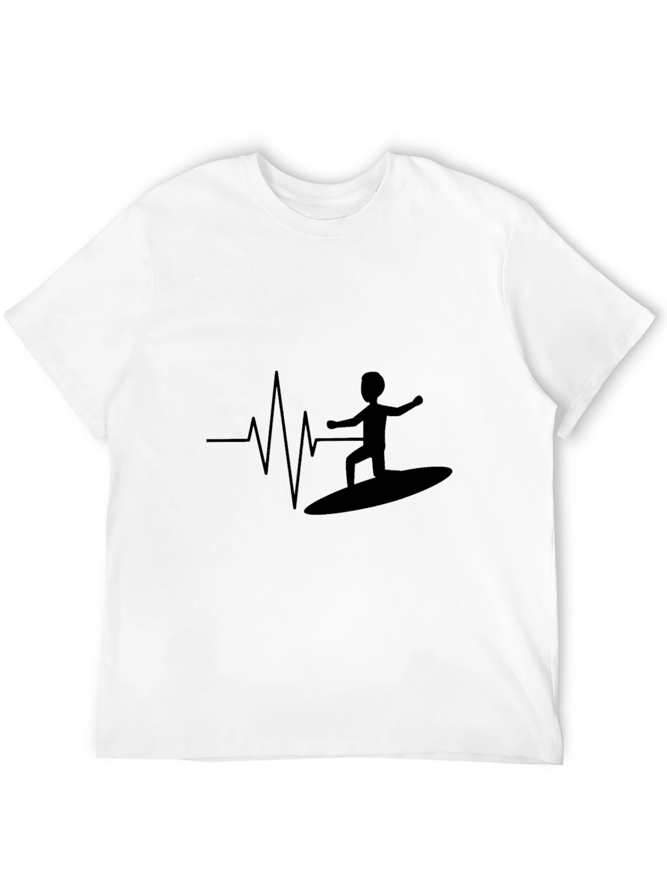 Surfer Heartbeat Black T-Shirt