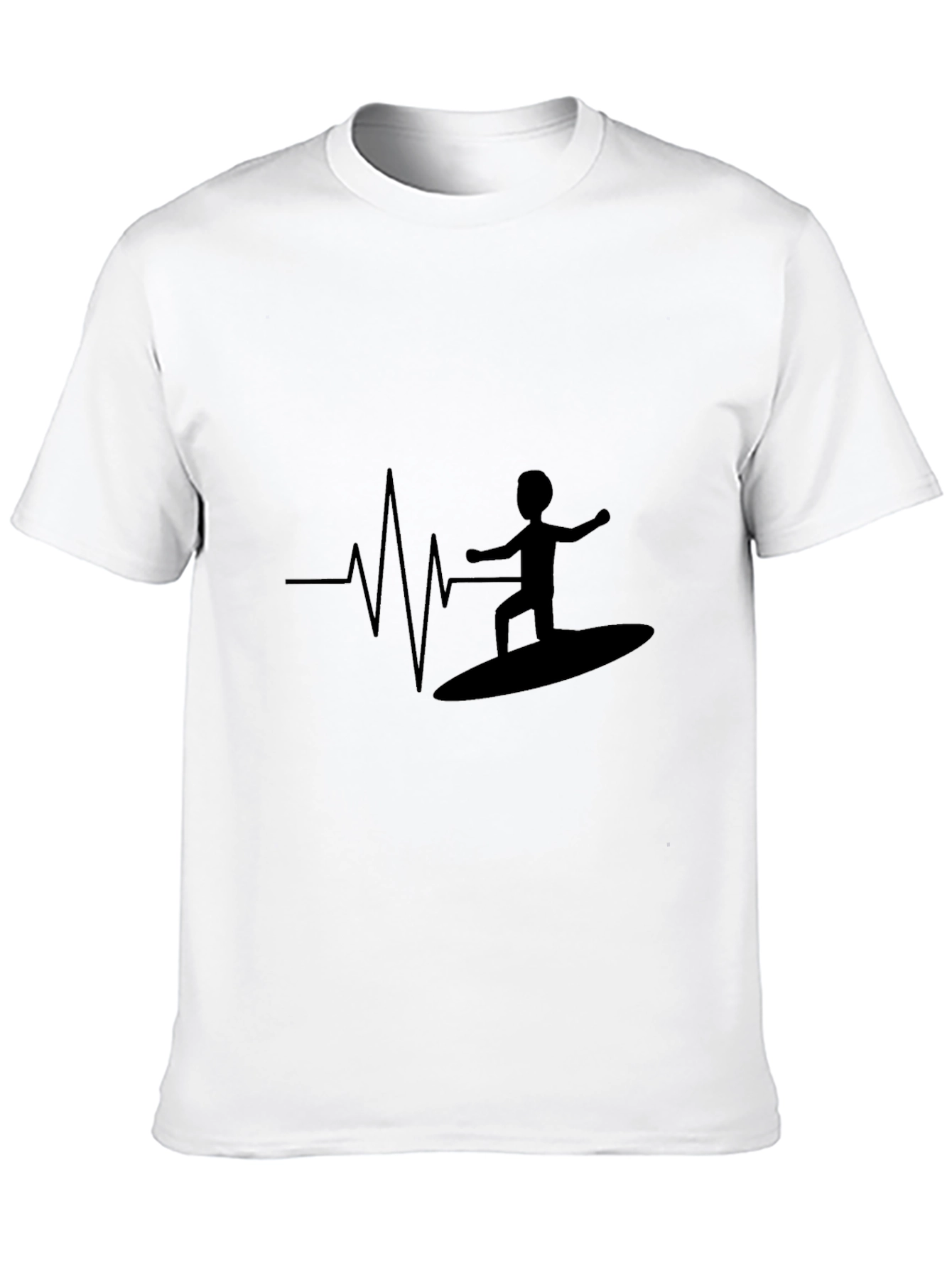 Surfer Heartbeat Black T-Shirt